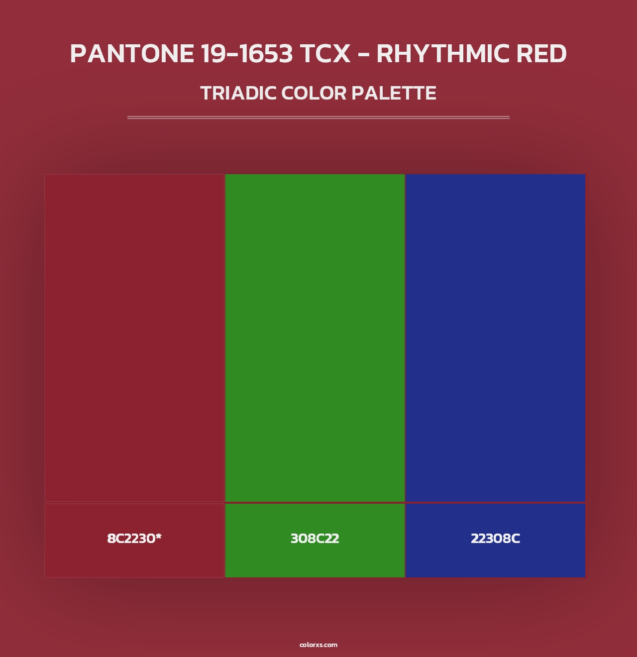 PANTONE 19-1653 TCX - Rhythmic Red - Triadic Color Palette