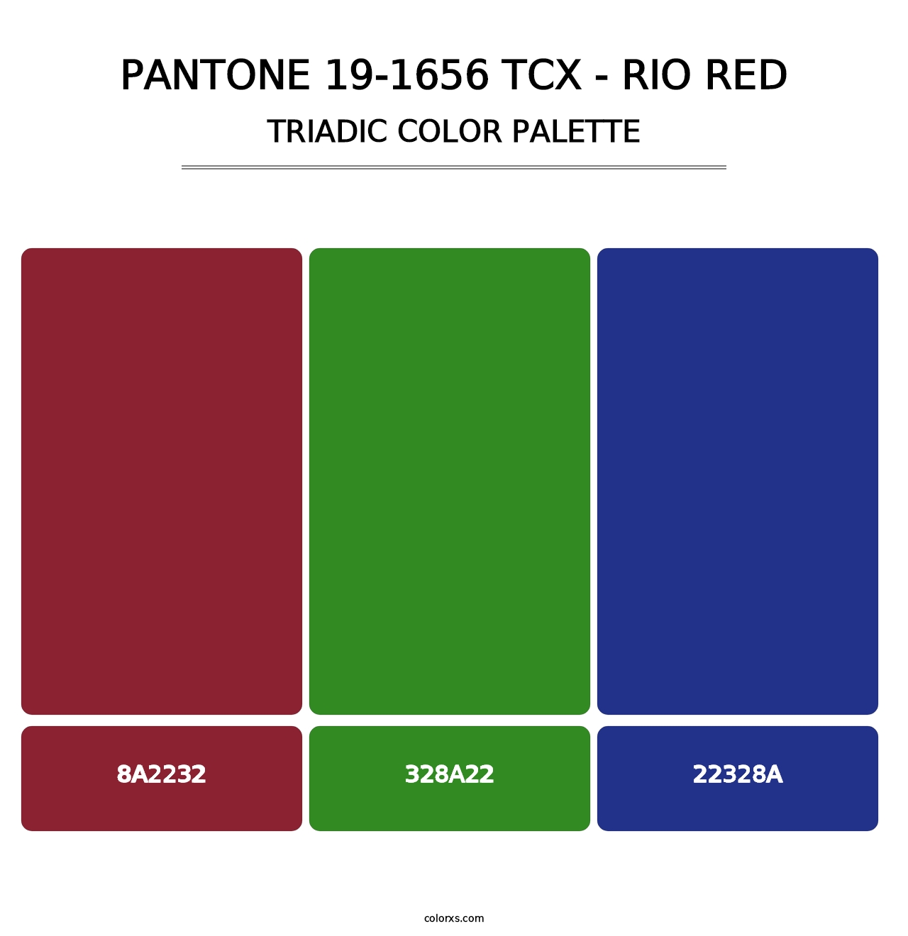 PANTONE 19-1656 TCX - Rio Red - Triadic Color Palette