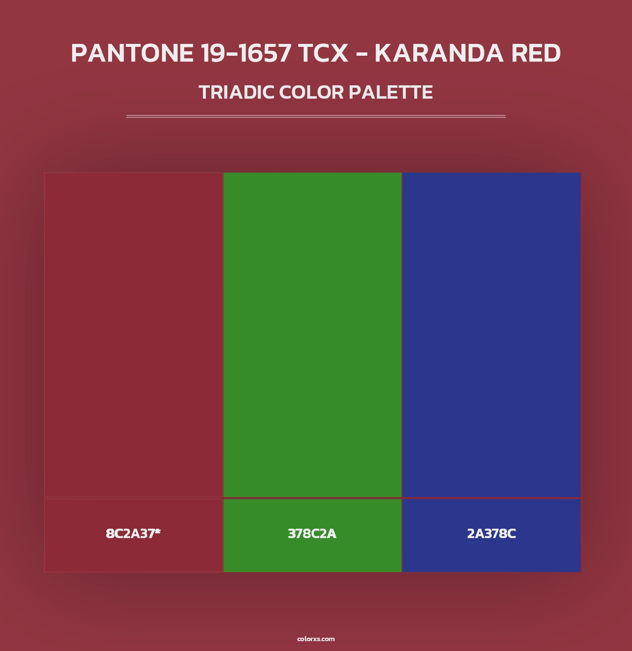 PANTONE 19-1657 TCX - Karanda Red - Triadic Color Palette
