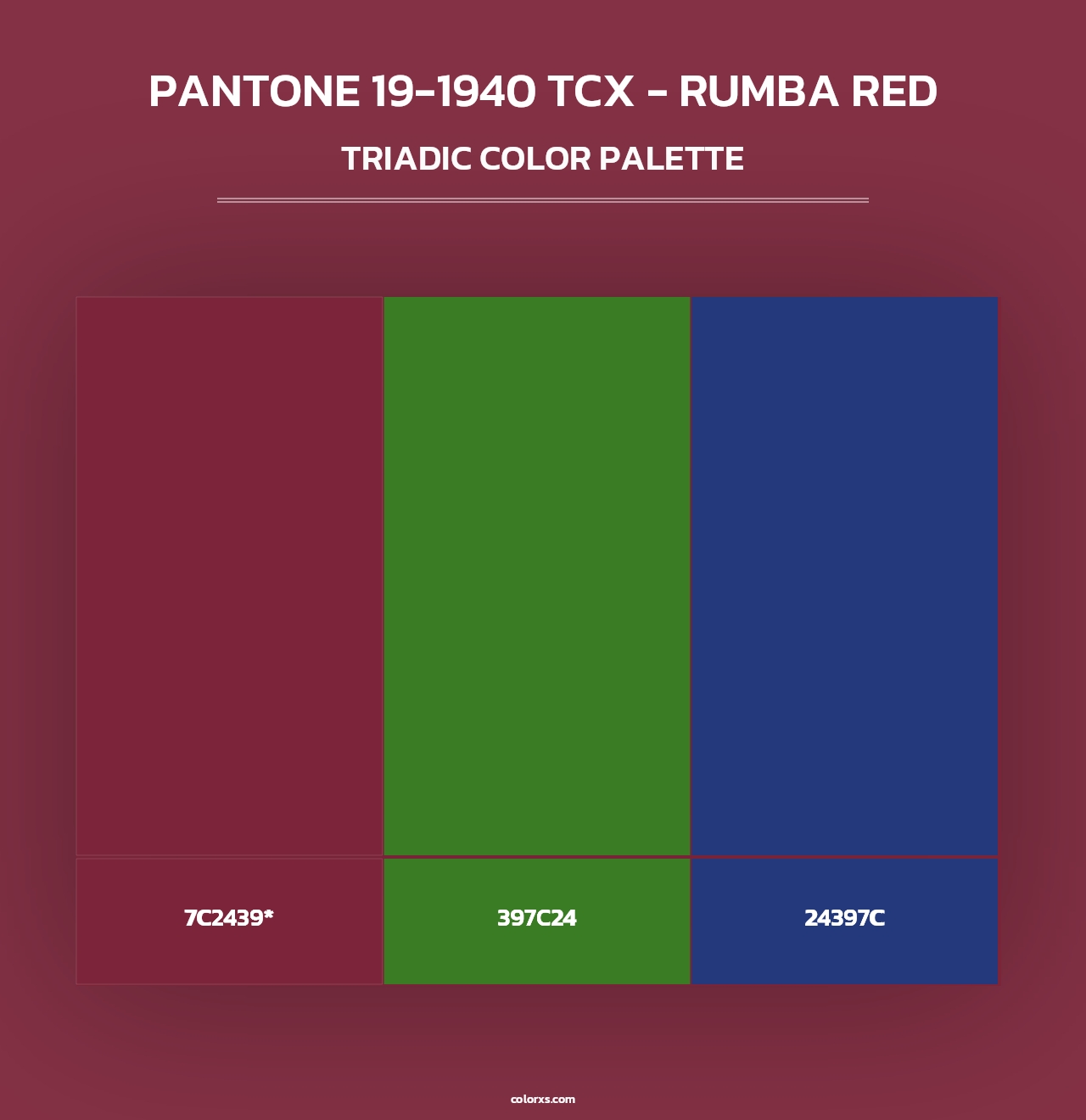 PANTONE 19-1940 TCX - Rumba Red - Triadic Color Palette