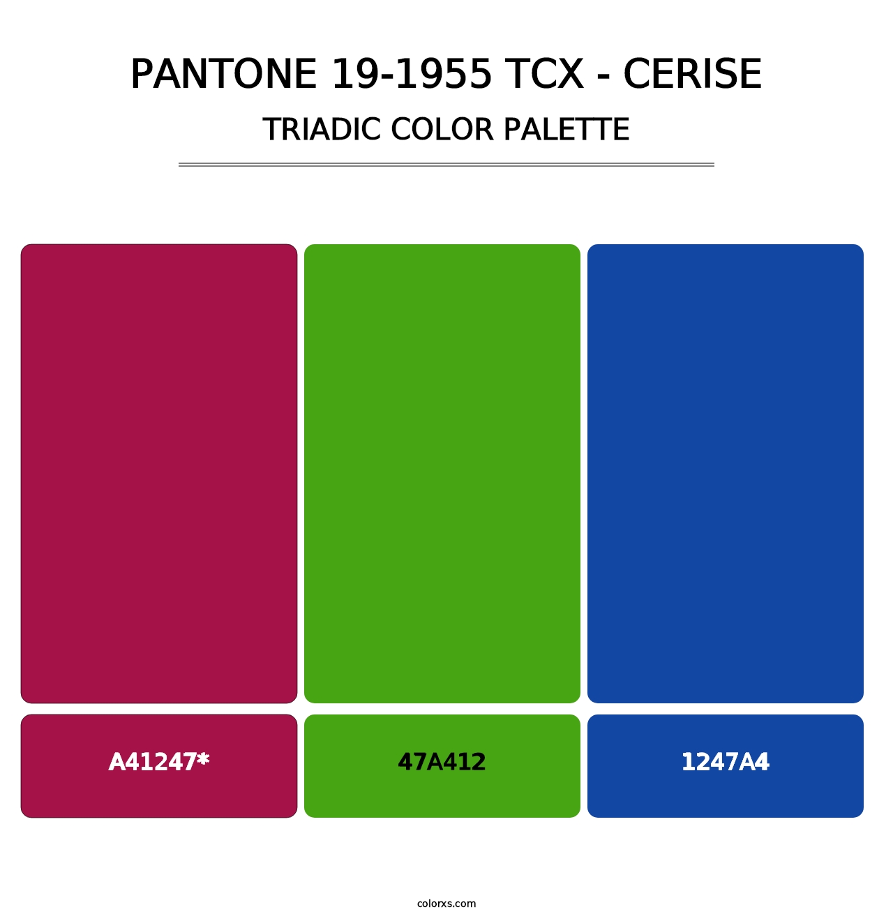 PANTONE 19-1955 TCX - Cerise - Triadic Color Palette