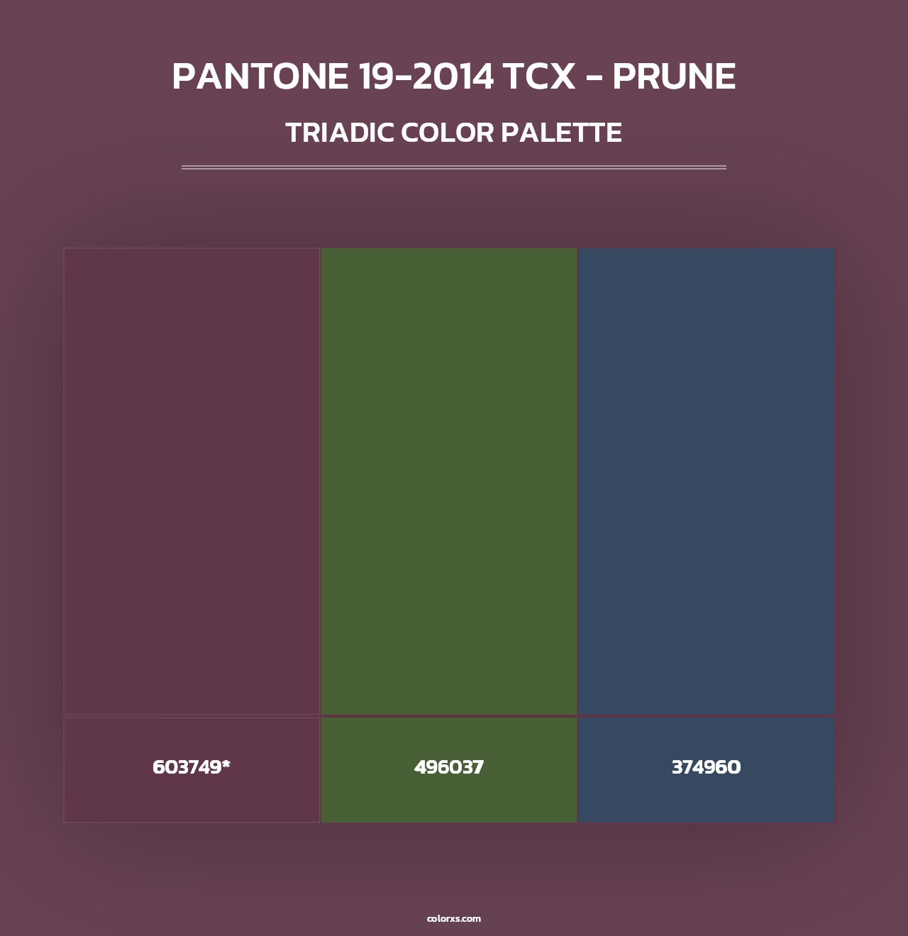 PANTONE 19-2014 TCX - Prune - Triadic Color Palette