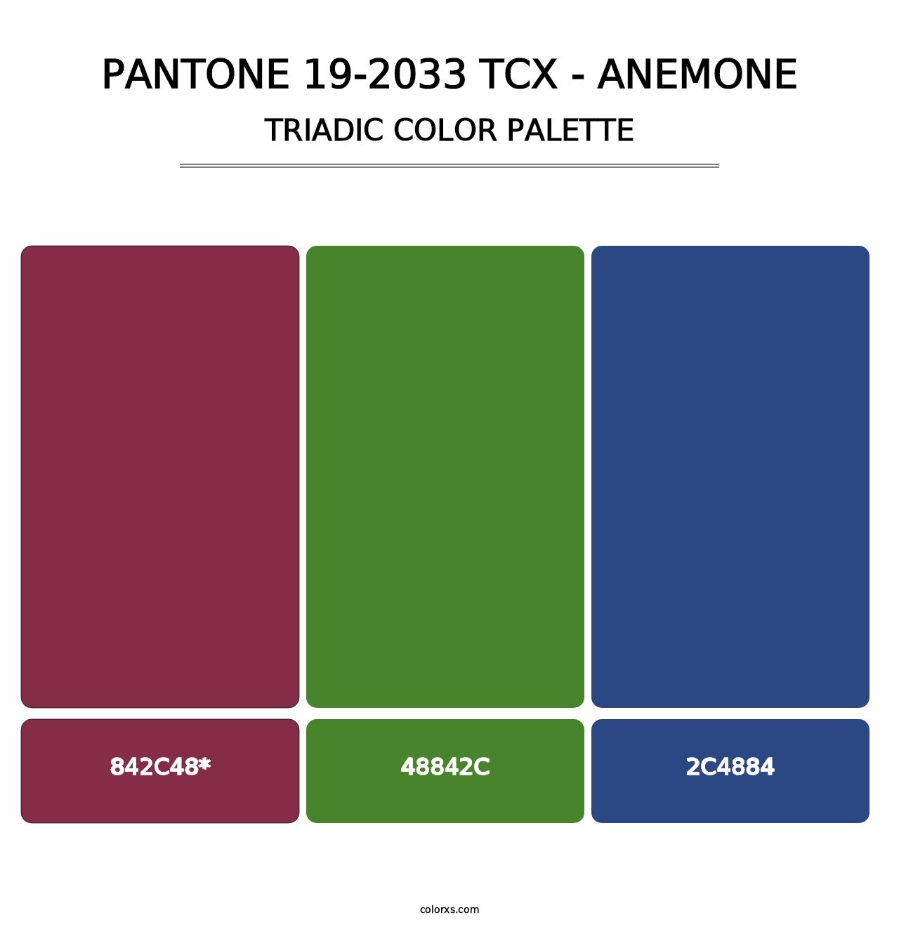 PANTONE 19-2033 TCX - Anemone - Triadic Color Palette