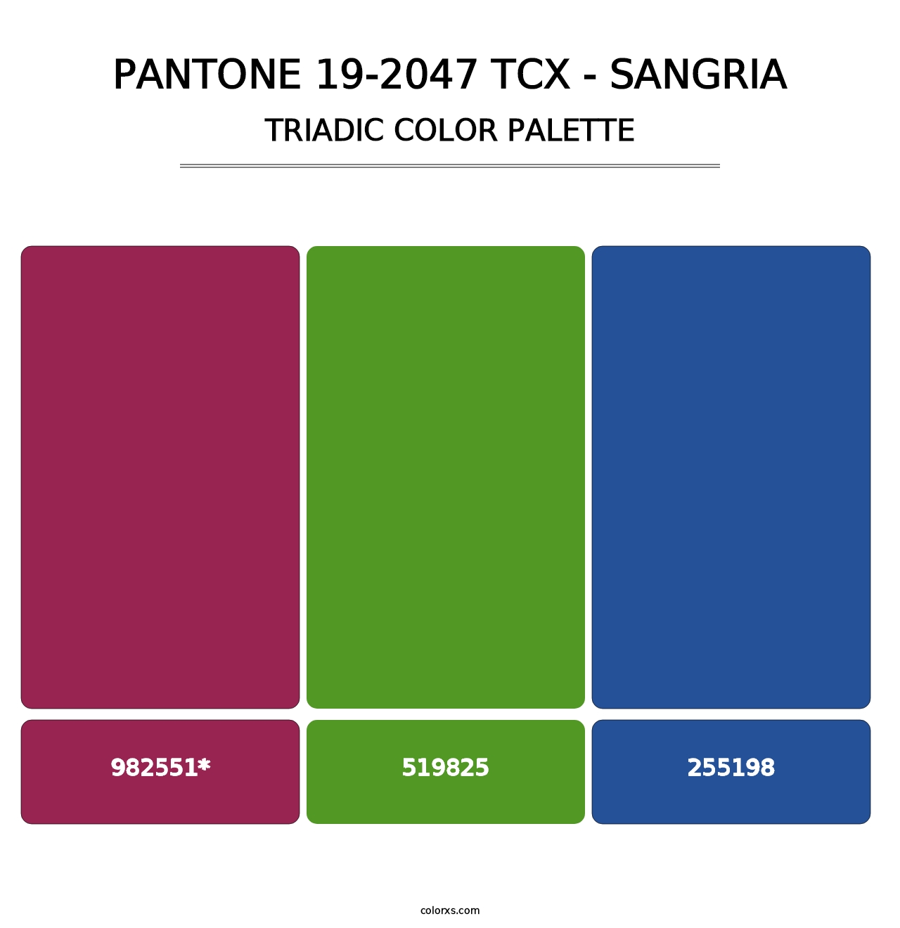 PANTONE 19-2047 TCX - Sangria - Triadic Color Palette