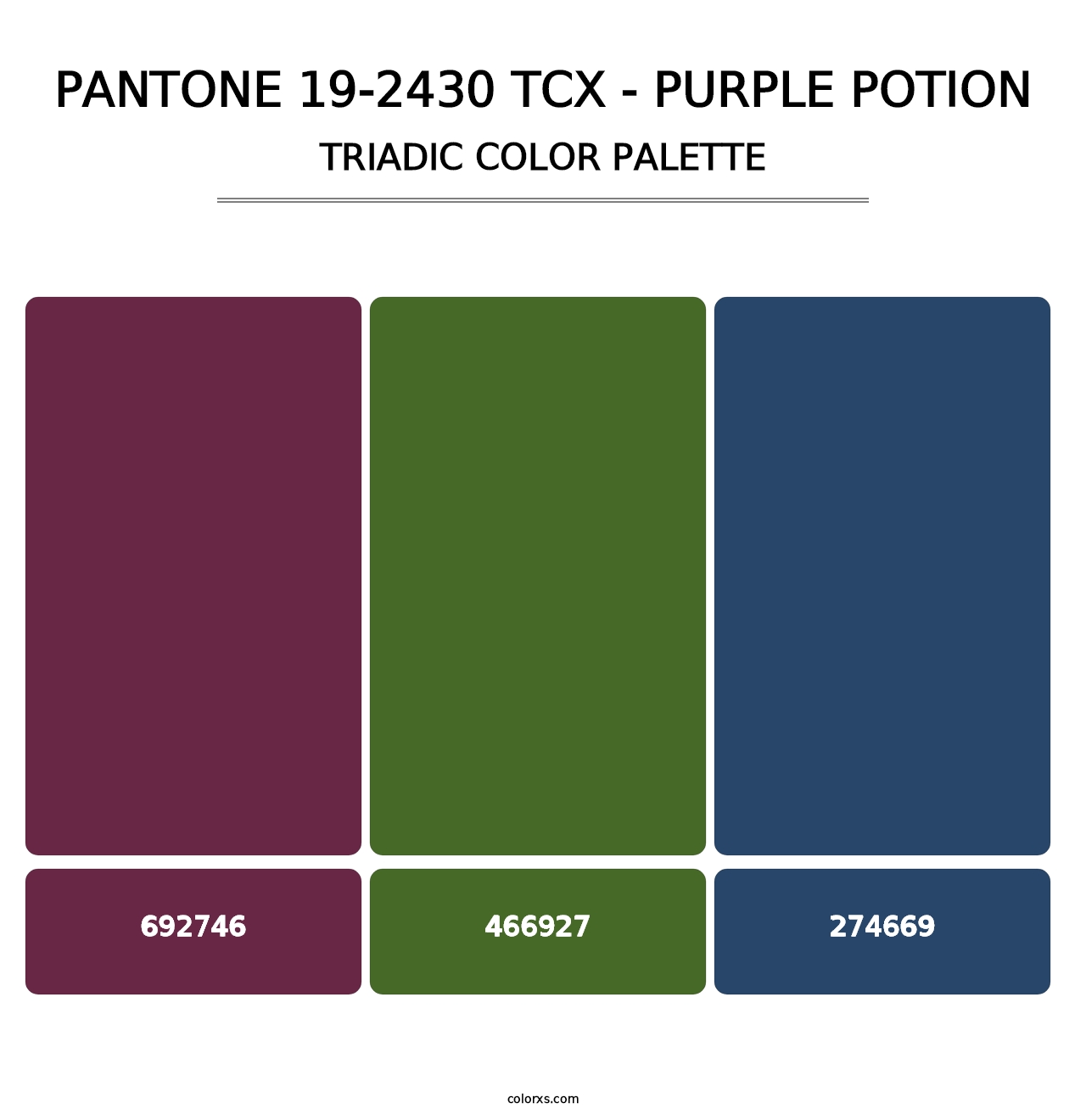 PANTONE 19-2430 TCX - Purple Potion - Triadic Color Palette