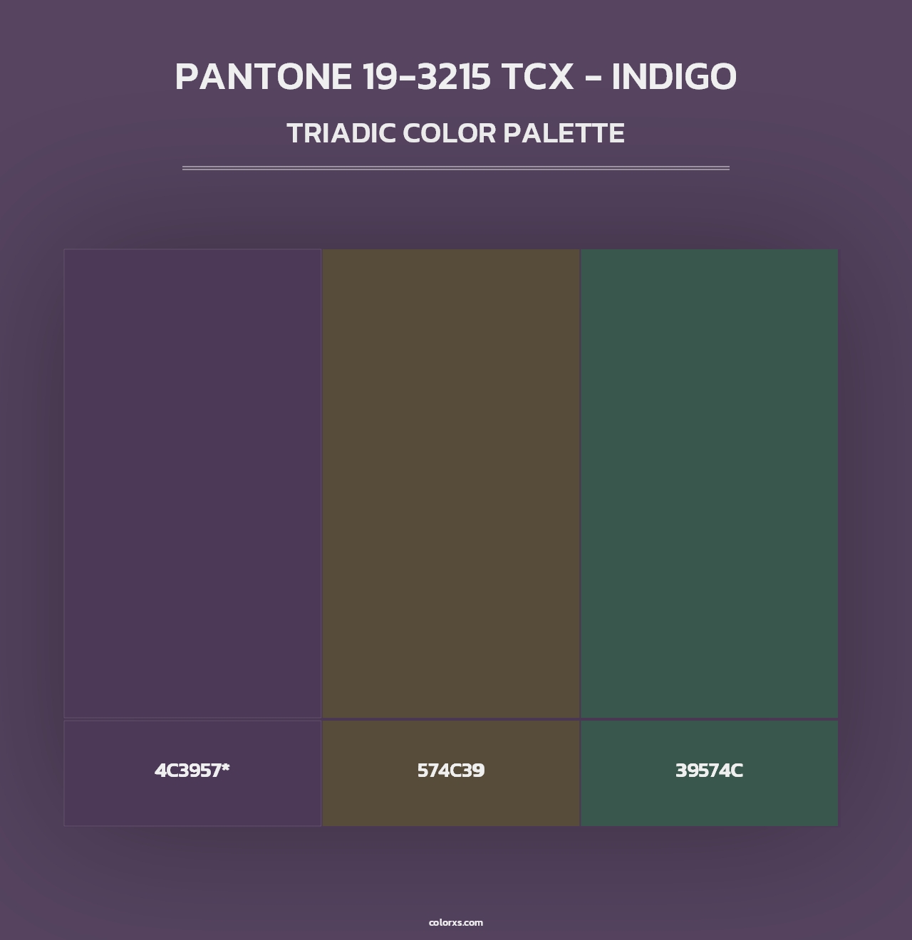 PANTONE 19-3215 TCX - Indigo - Triadic Color Palette