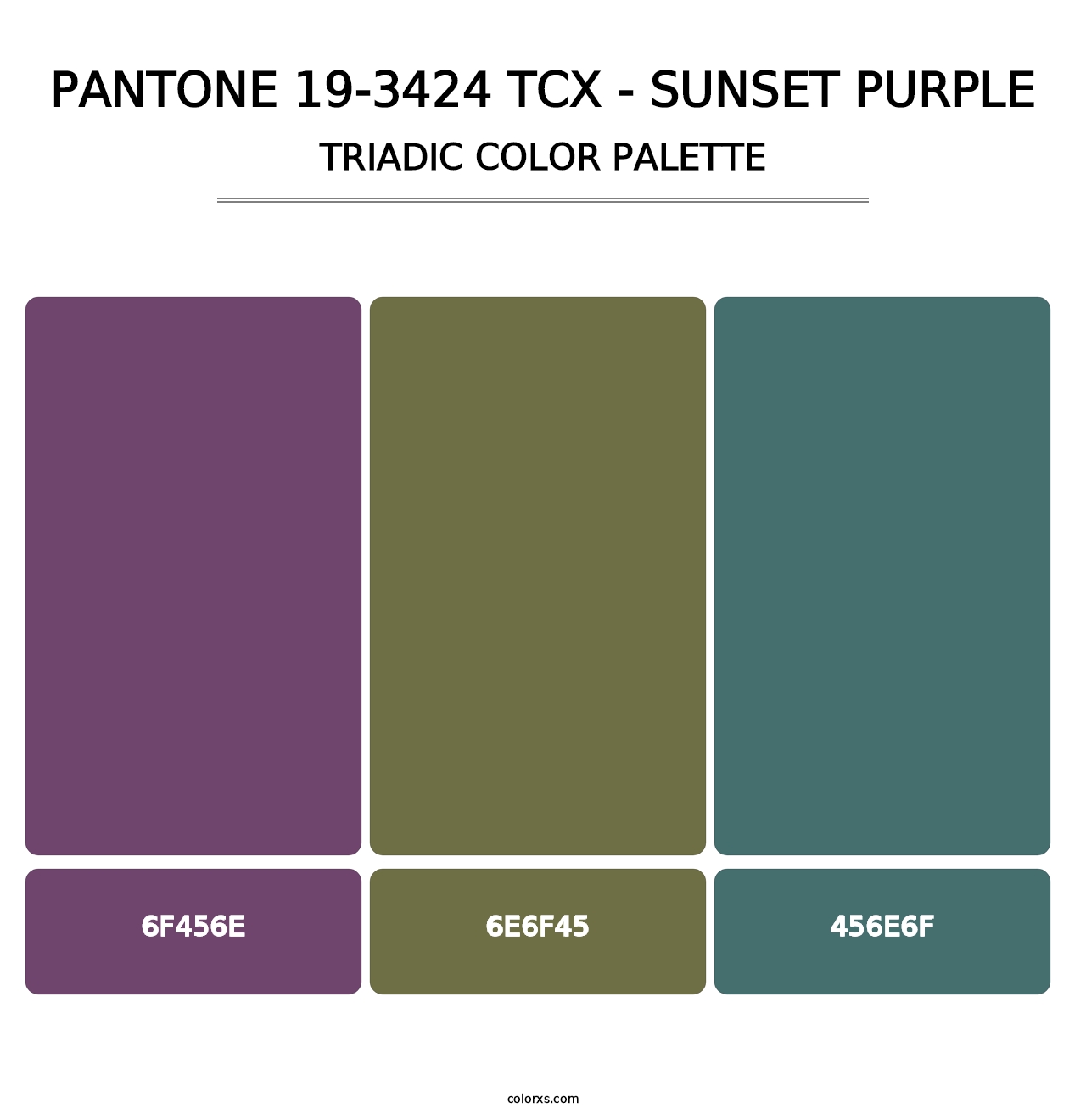 PANTONE 19-3424 TCX - Sunset Purple - Triadic Color Palette