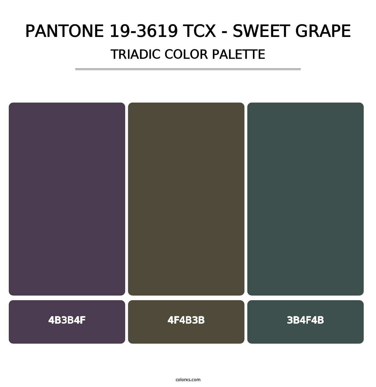 PANTONE 19-3619 TCX - Sweet Grape - Triadic Color Palette