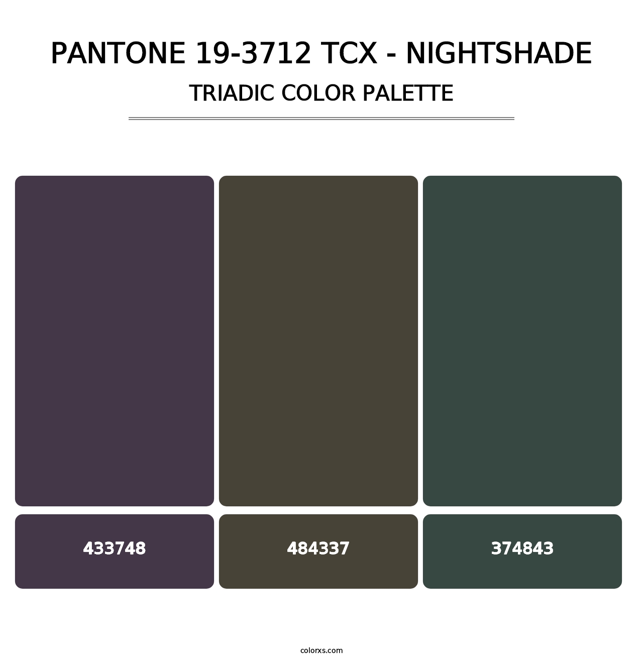 PANTONE 19-3712 TCX - Nightshade - Triadic Color Palette