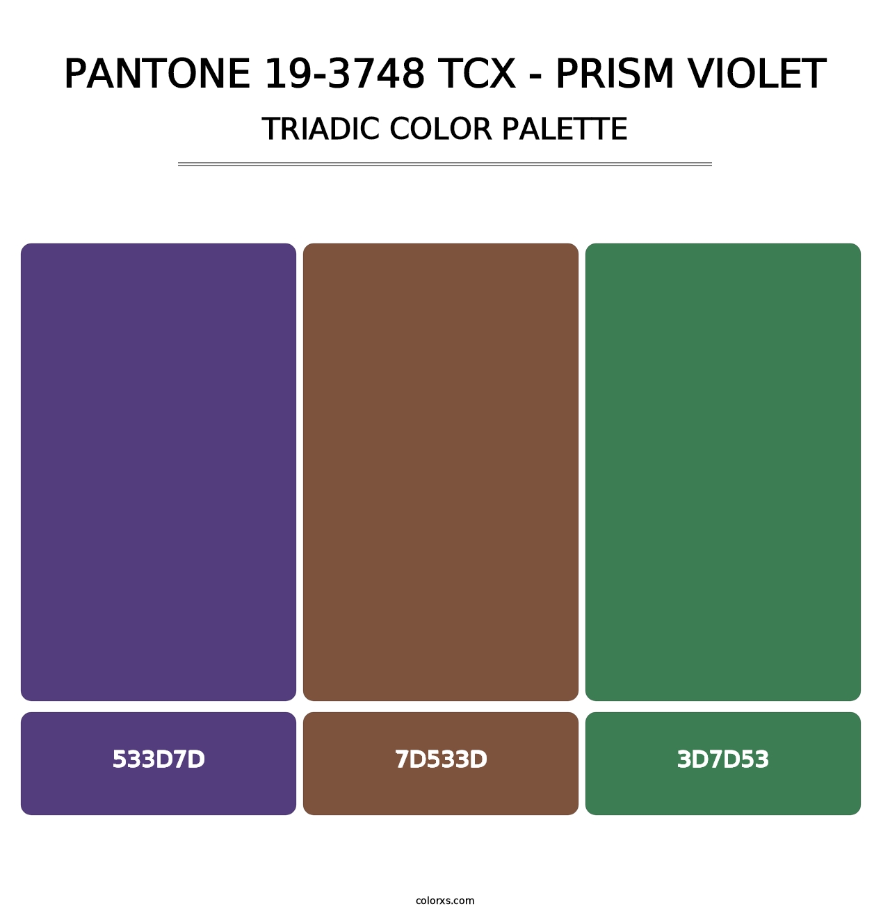 PANTONE 19-3748 TCX - Prism Violet - Triadic Color Palette