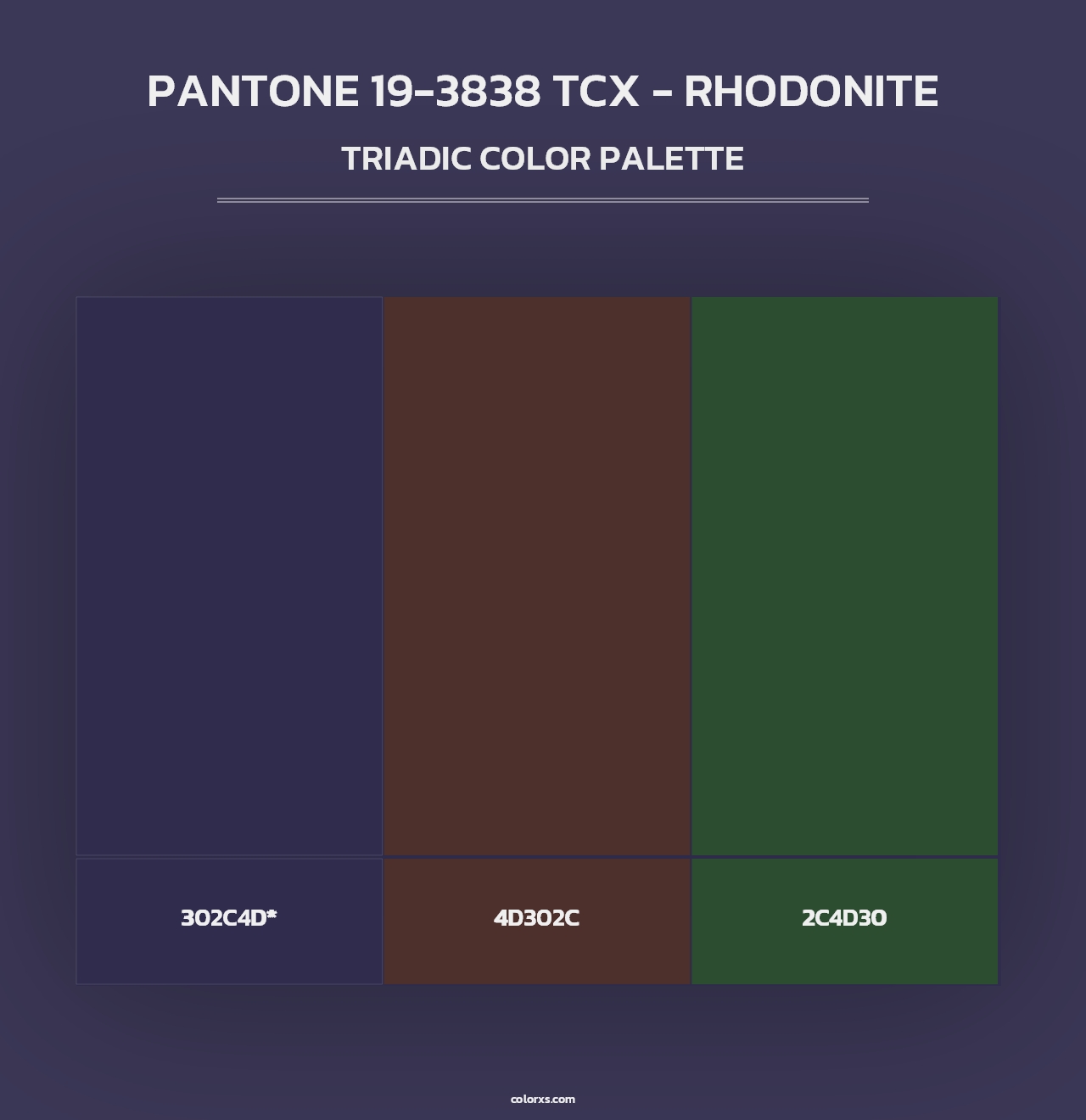 PANTONE 19-3838 TCX - Rhodonite - Triadic Color Palette