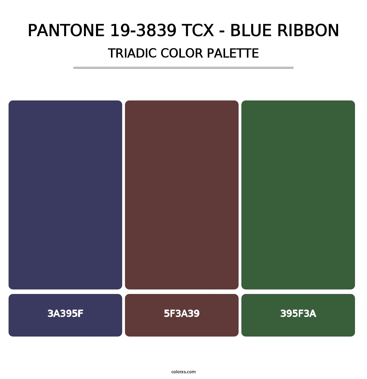 PANTONE 19-3839 TCX - Blue Ribbon - Triadic Color Palette
