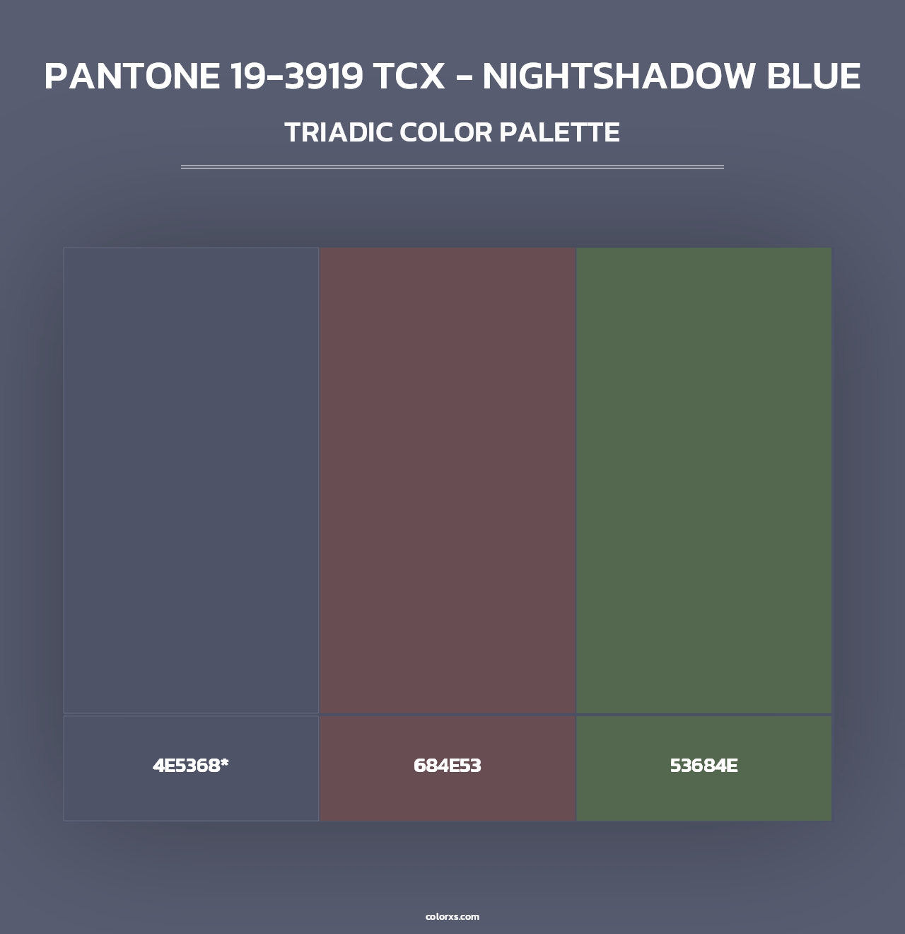 PANTONE 19-3919 TCX - Nightshadow Blue - Triadic Color Palette