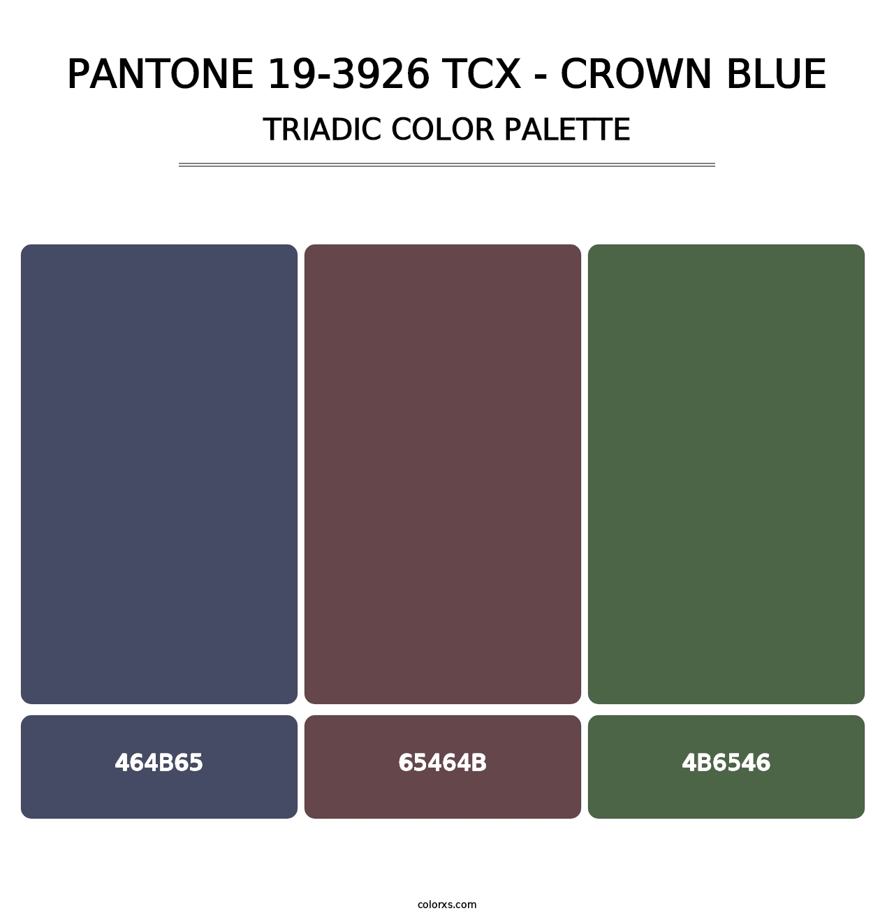 PANTONE 19-3926 TCX - Crown Blue - Triadic Color Palette
