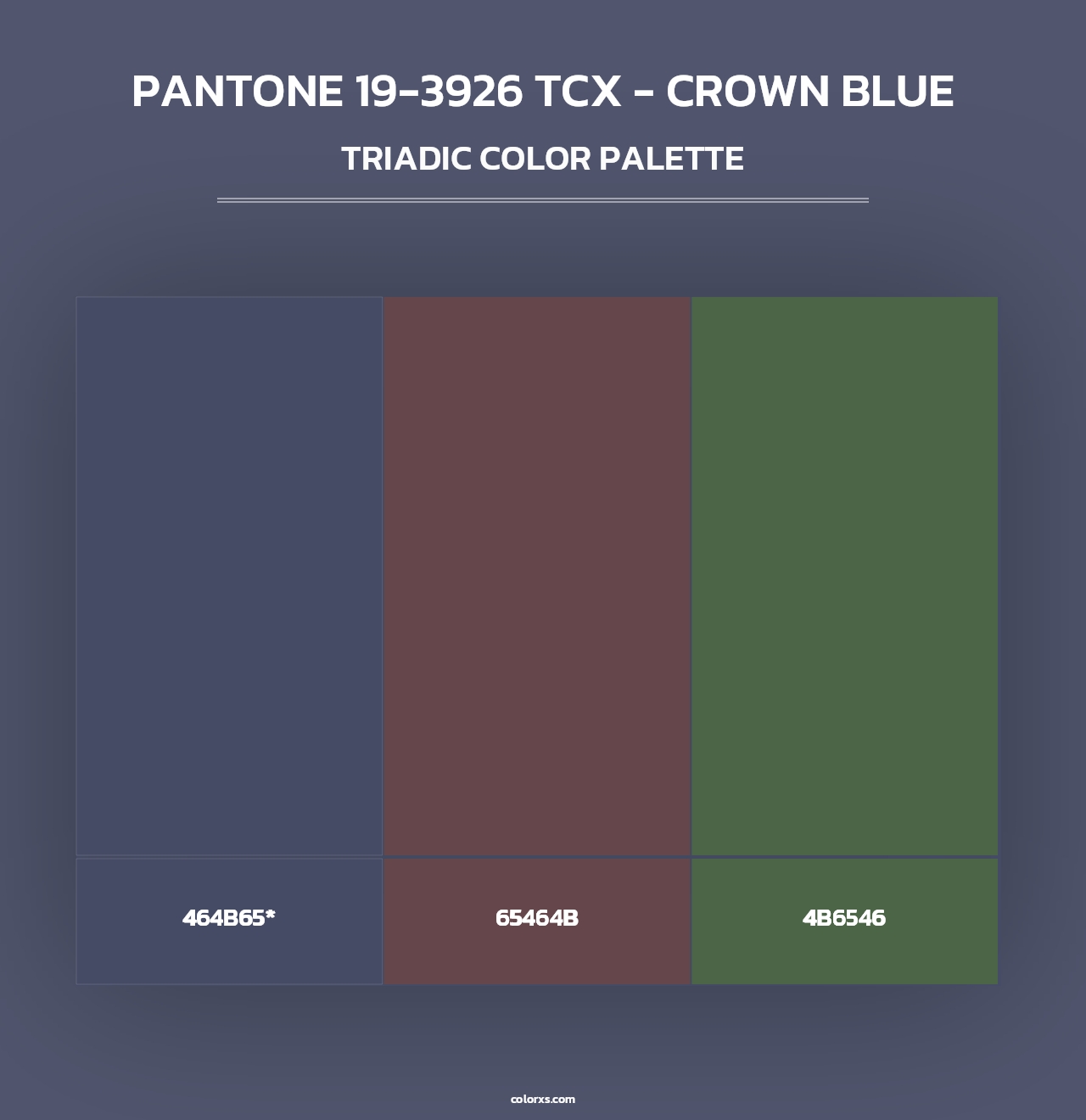 PANTONE 19-3926 TCX - Crown Blue - Triadic Color Palette