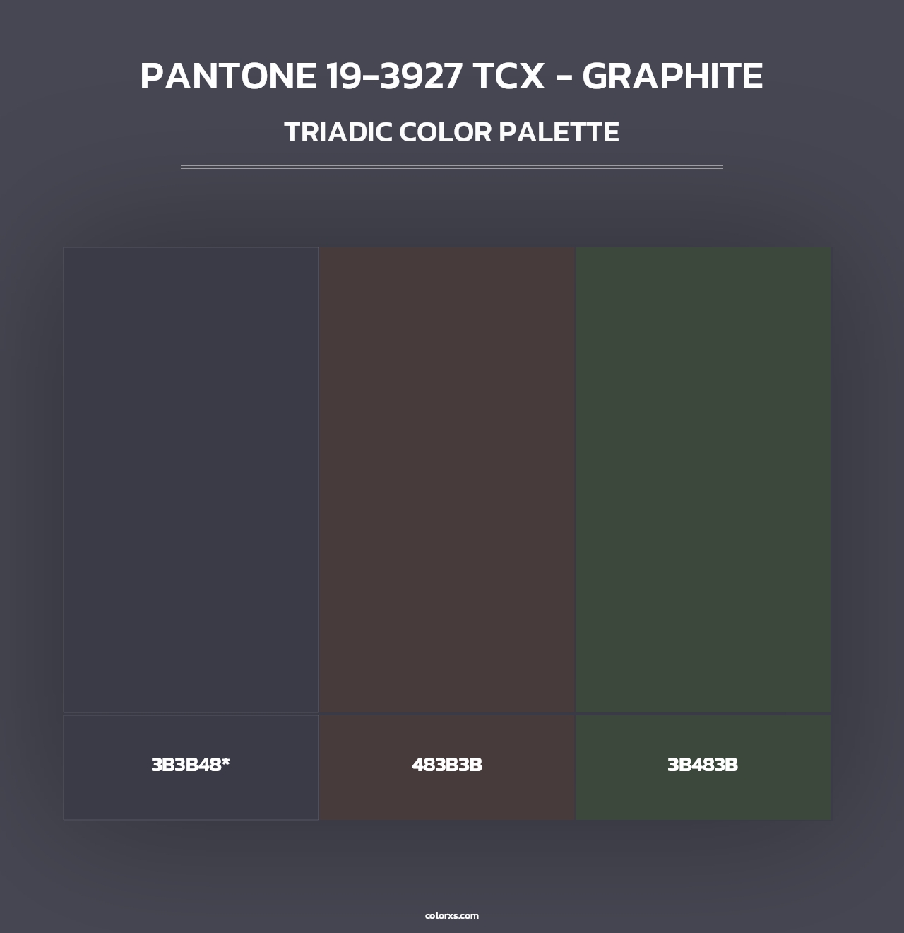 PANTONE 19-3927 TCX - Graphite - Triadic Color Palette