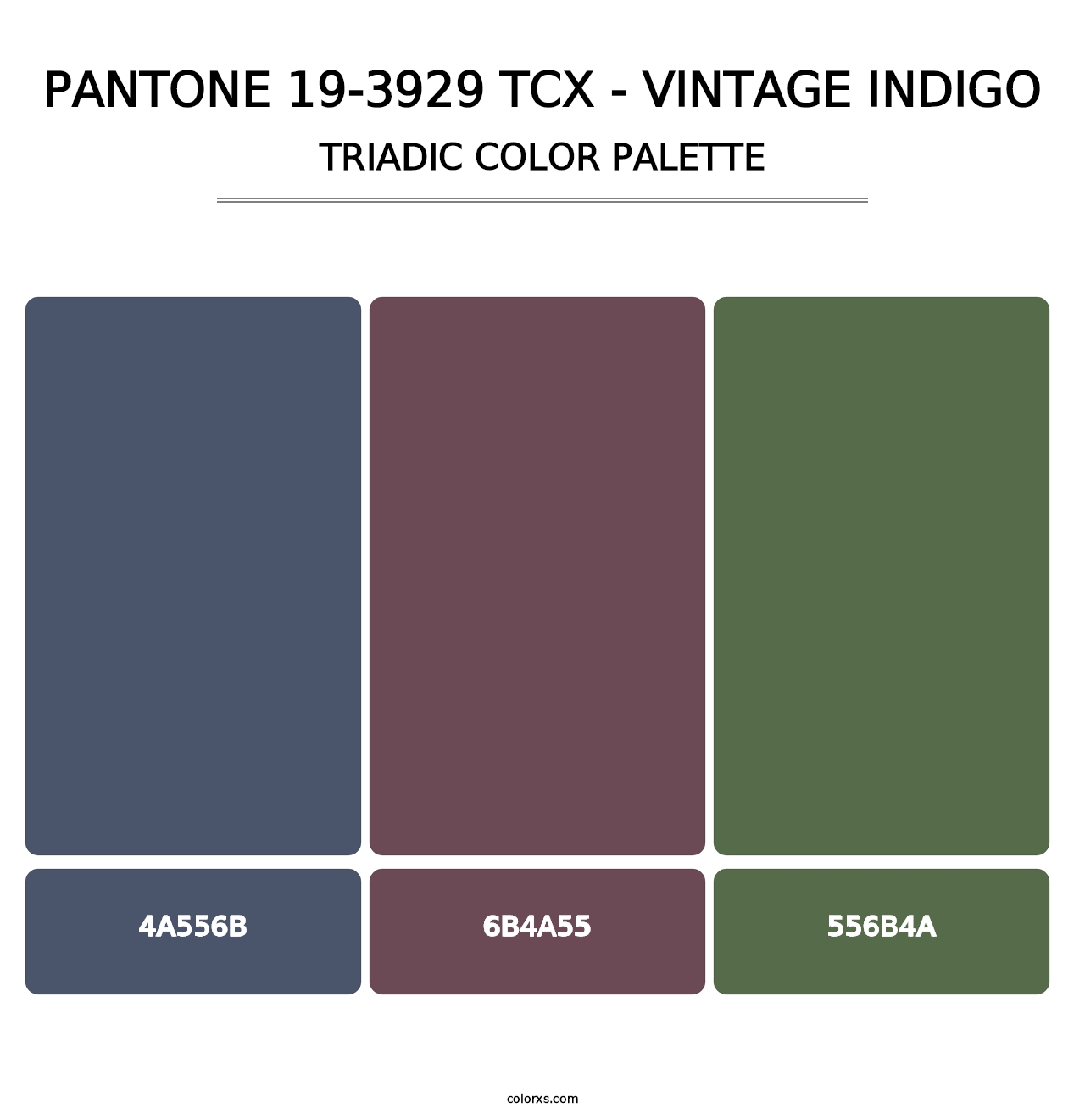 PANTONE 19-3929 TCX - Vintage Indigo - Triadic Color Palette