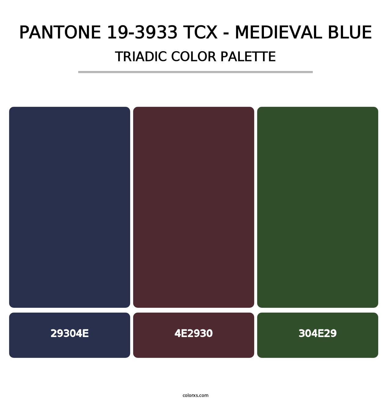 PANTONE 19-3933 TCX - Medieval Blue - Triadic Color Palette