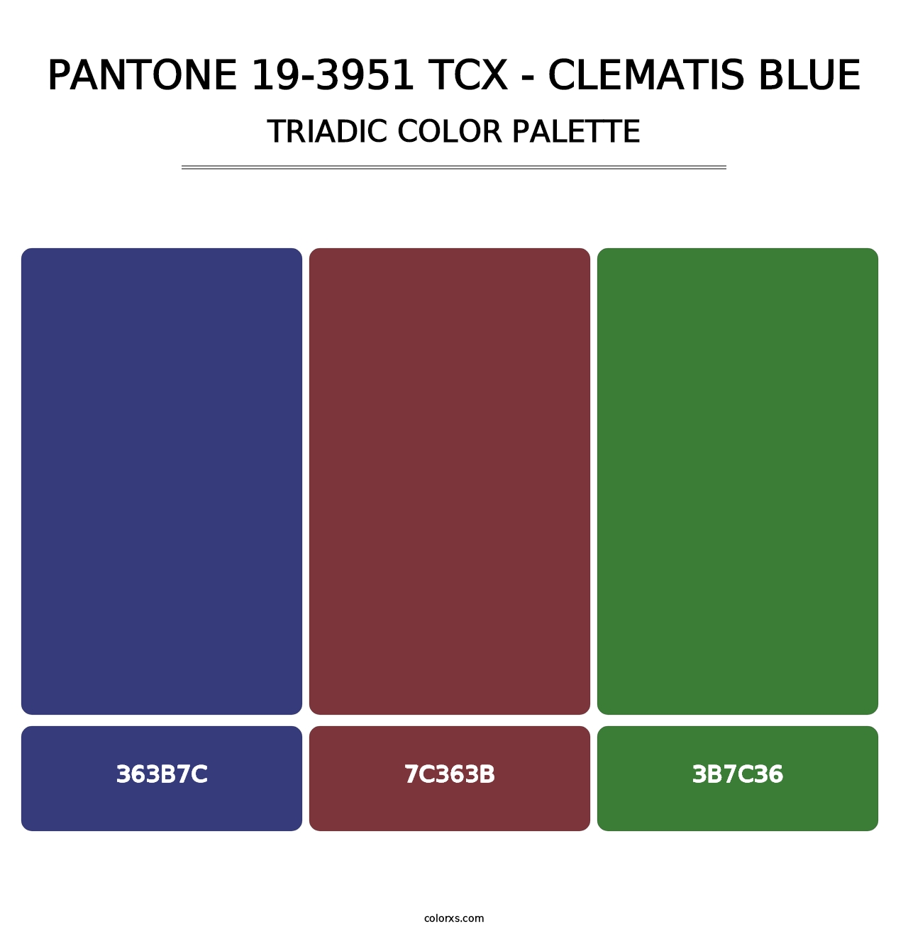PANTONE 19-3951 TCX - Clematis Blue - Triadic Color Palette
