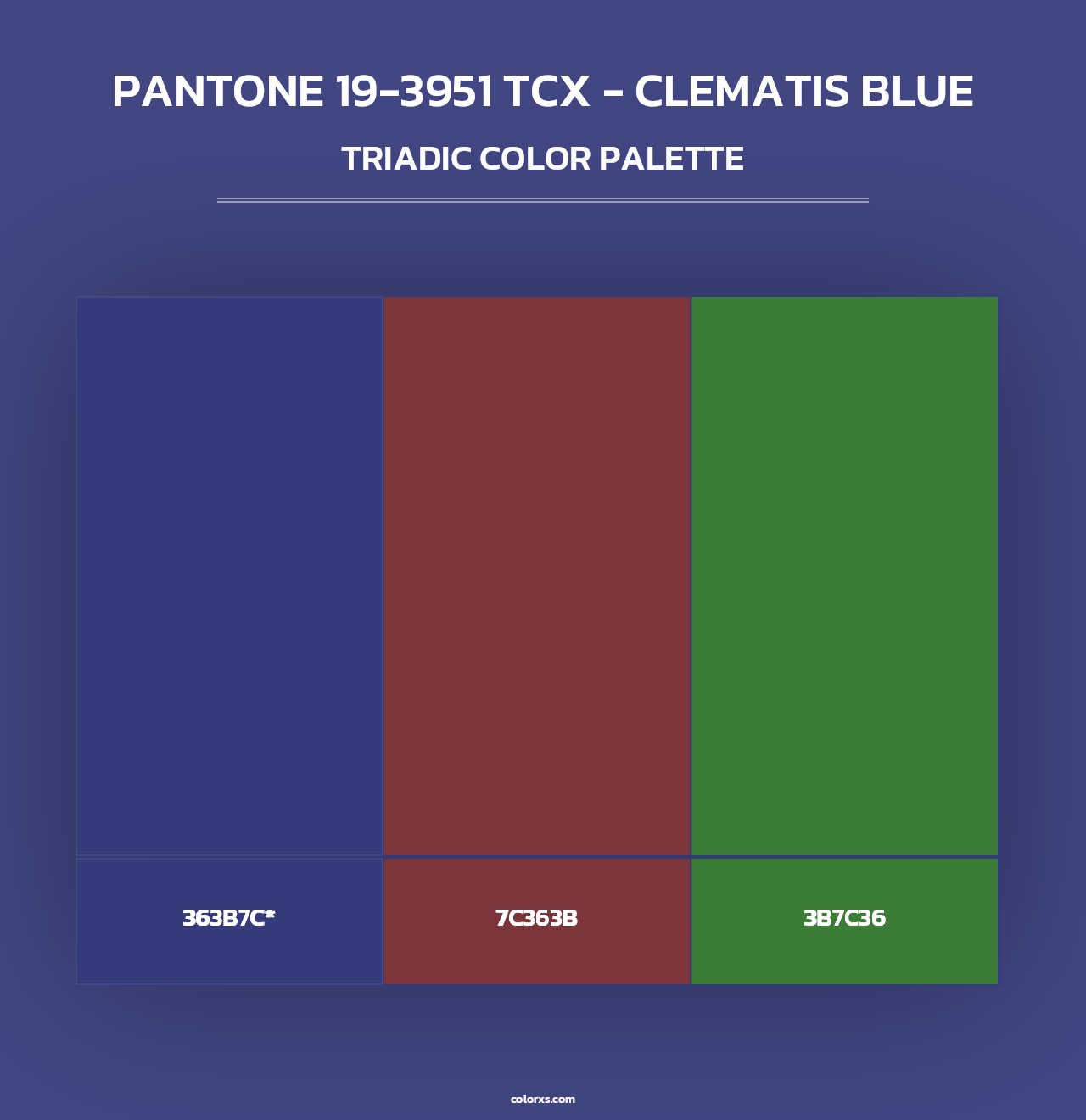 PANTONE 19-3951 TCX - Clematis Blue - Triadic Color Palette
