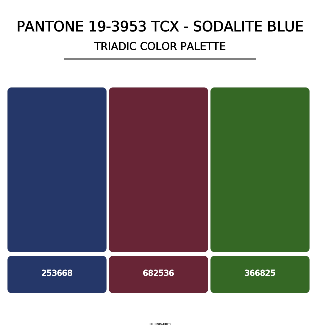 PANTONE 19-3953 TCX - Sodalite Blue - Triadic Color Palette