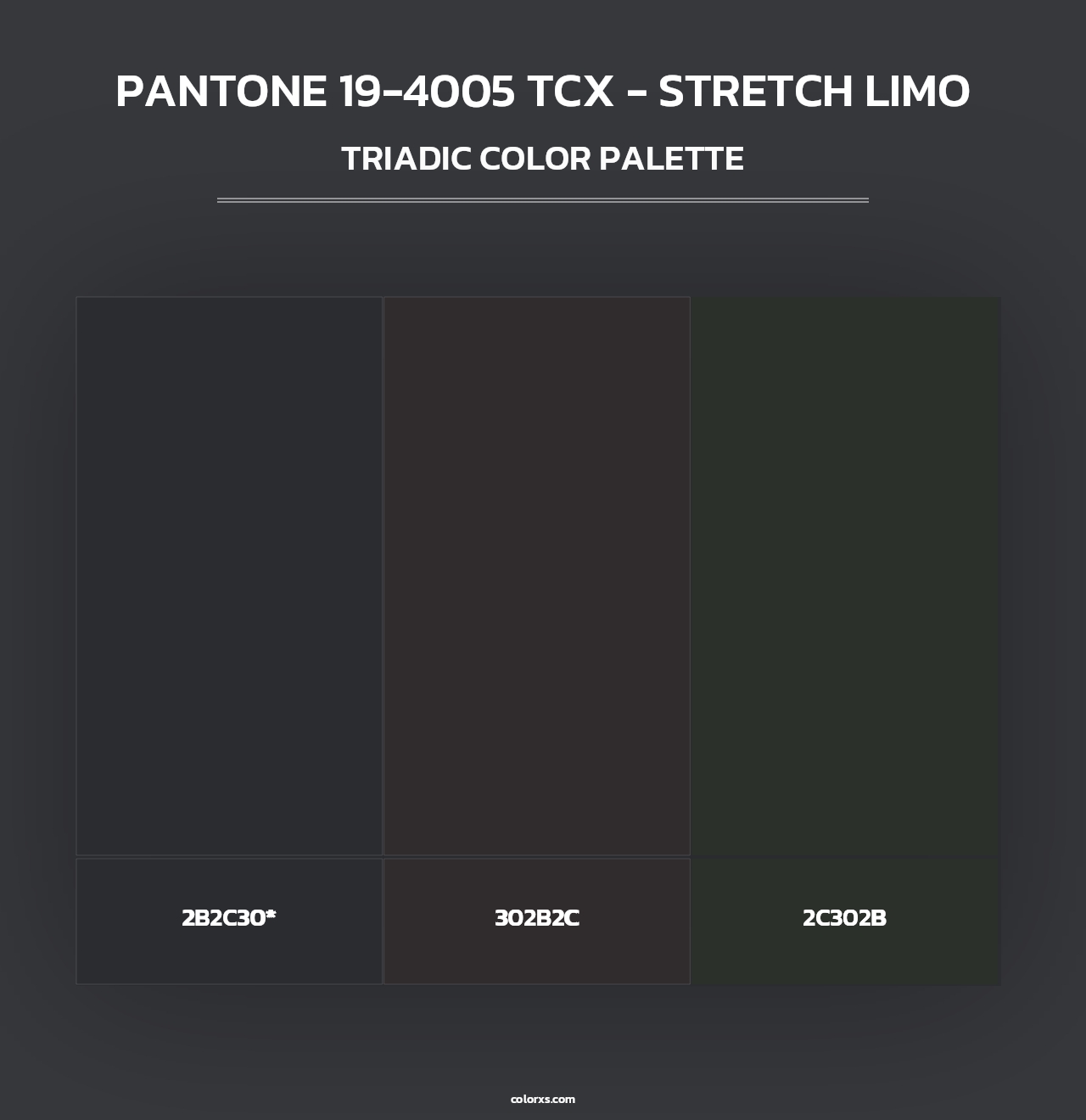 PANTONE 19-4005 TCX - Stretch Limo - Triadic Color Palette