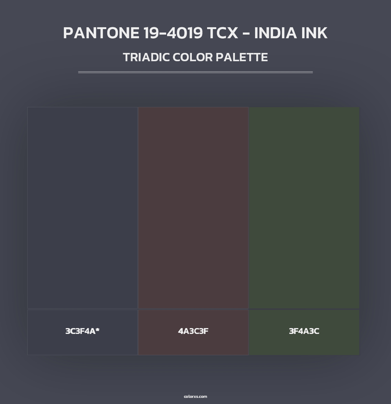 PANTONE 19-4019 TCX - India Ink - Triadic Color Palette