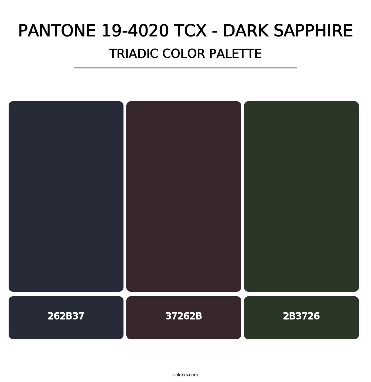 PANTONE 19-4020 TCX - Dark Sapphire - Triadic Color Palette