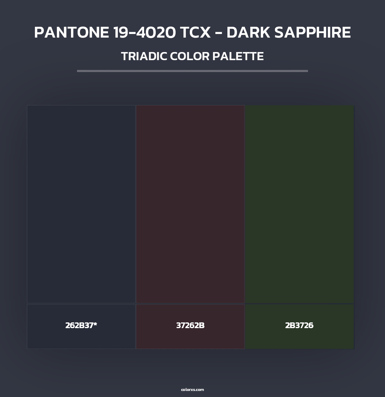 PANTONE 19-4020 TCX - Dark Sapphire - Triadic Color Palette