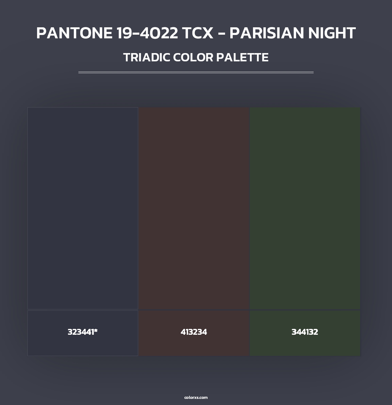 PANTONE 19-4022 TCX - Parisian Night - Triadic Color Palette