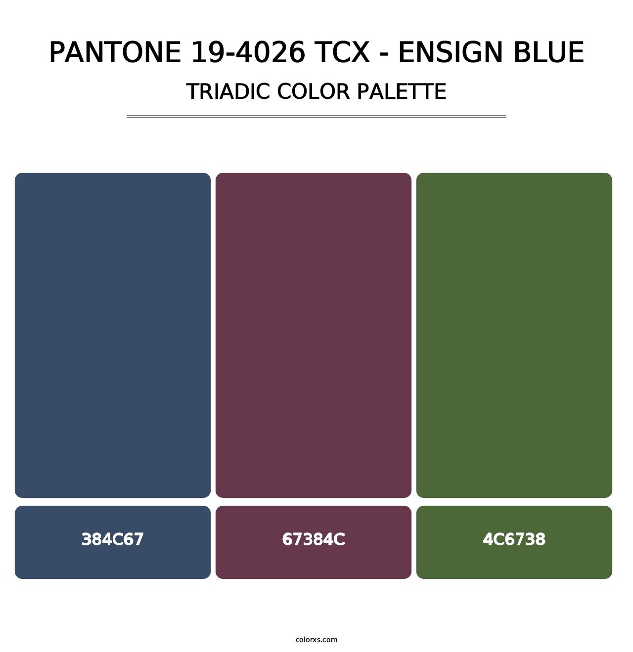 PANTONE 19-4026 TCX - Ensign Blue - Triadic Color Palette