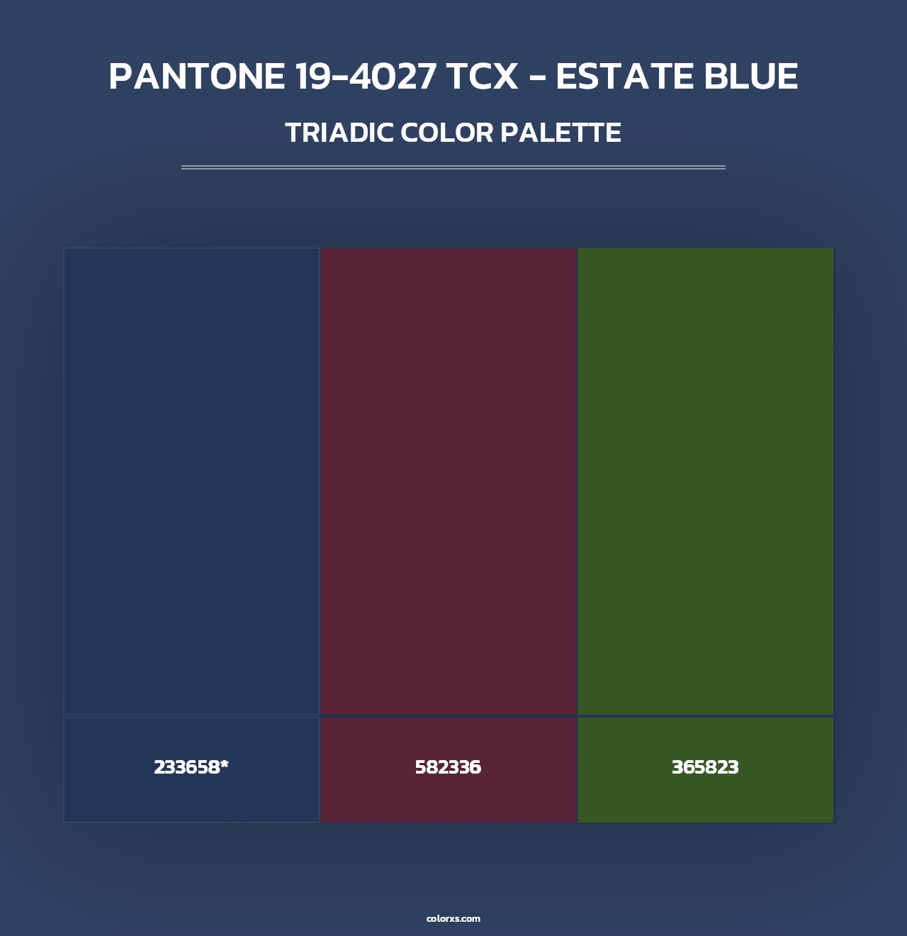 PANTONE 19-4027 TCX - Estate Blue - Triadic Color Palette