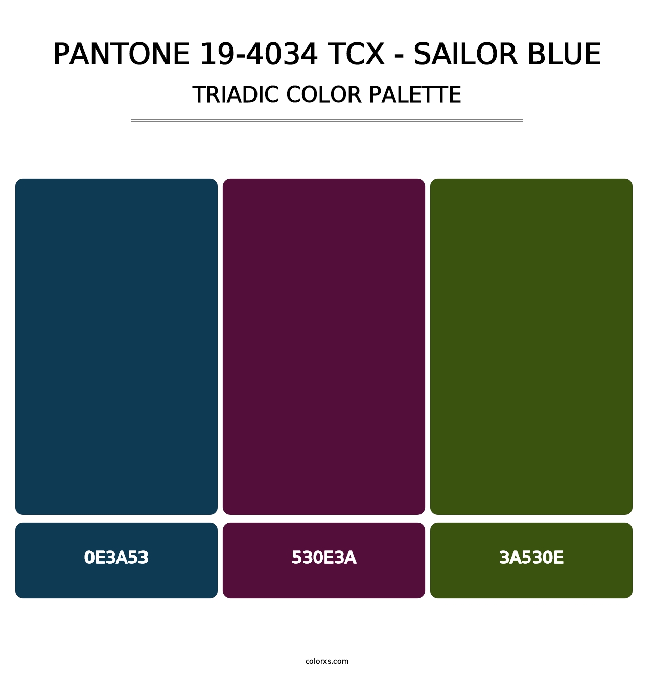 PANTONE 19-4034 TCX - Sailor Blue - Triadic Color Palette