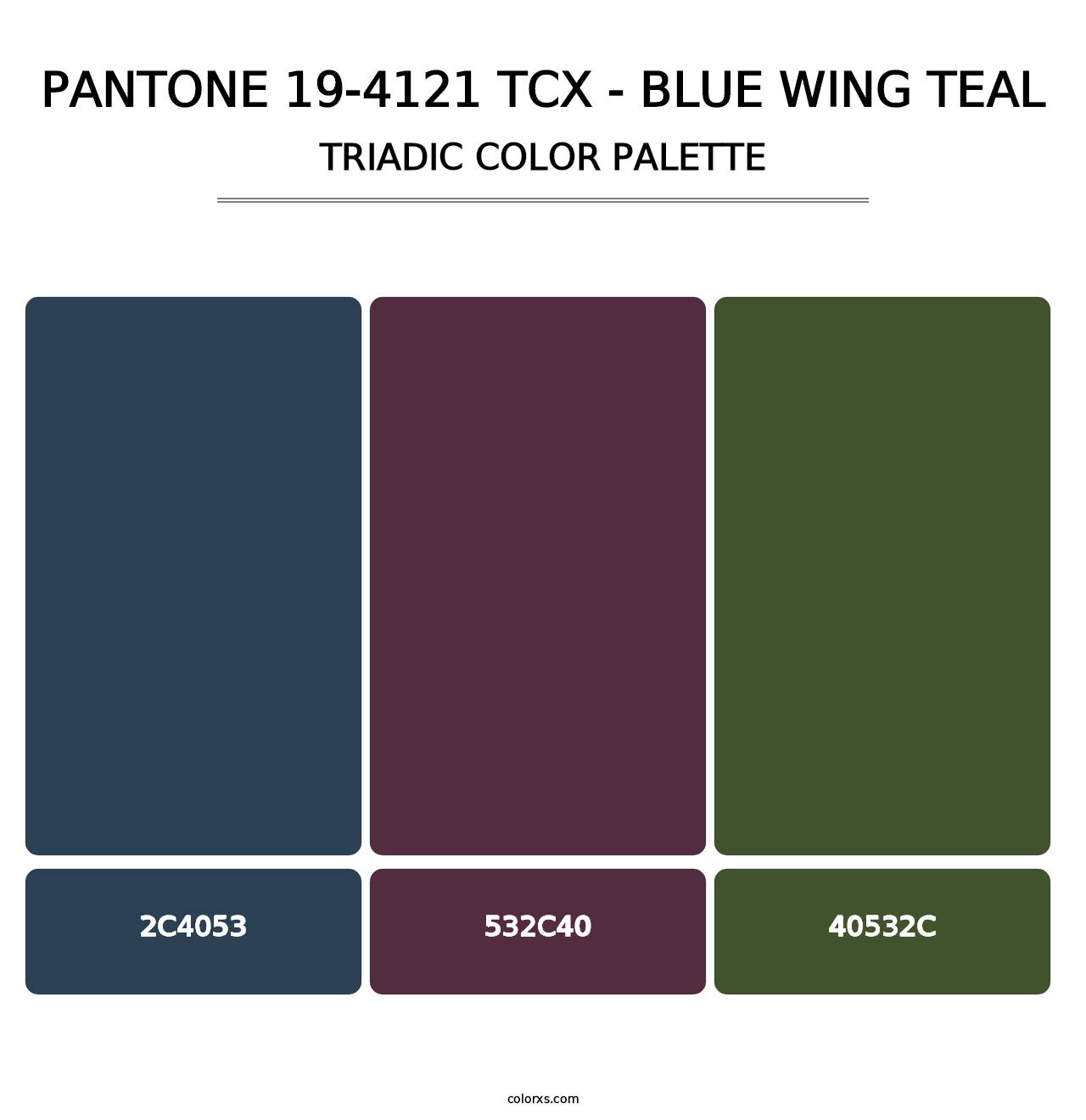 PANTONE 19-4121 TCX - Blue Wing Teal - Triadic Color Palette