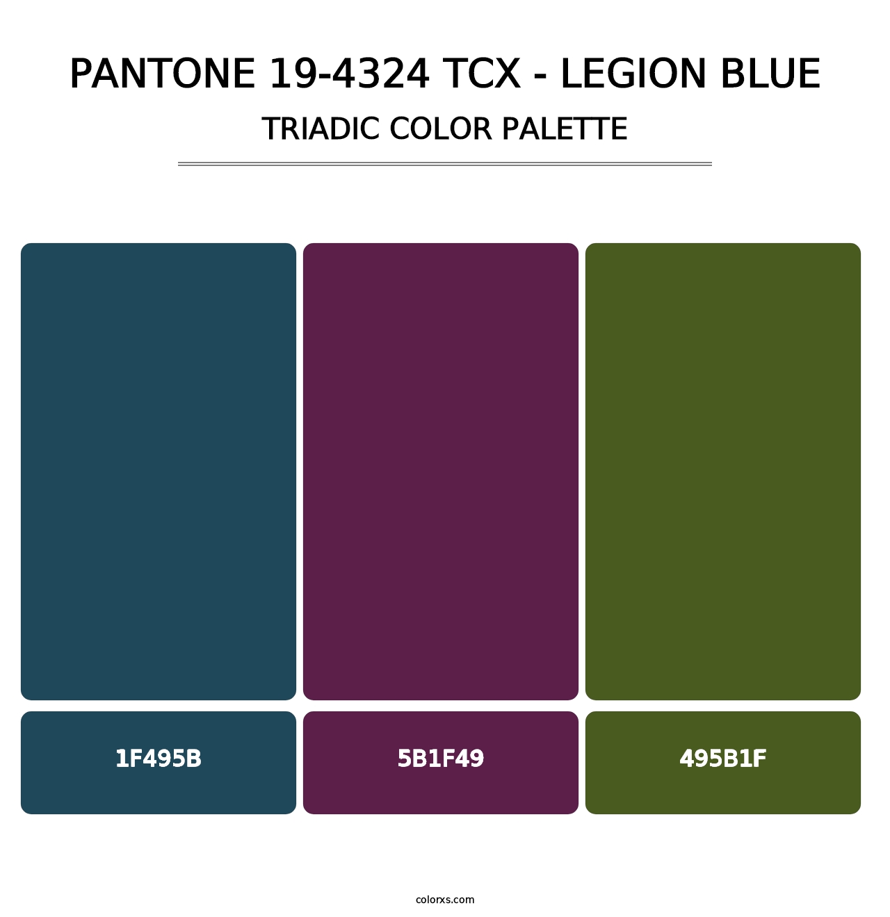 PANTONE 19-4324 TCX - Legion Blue - Triadic Color Palette