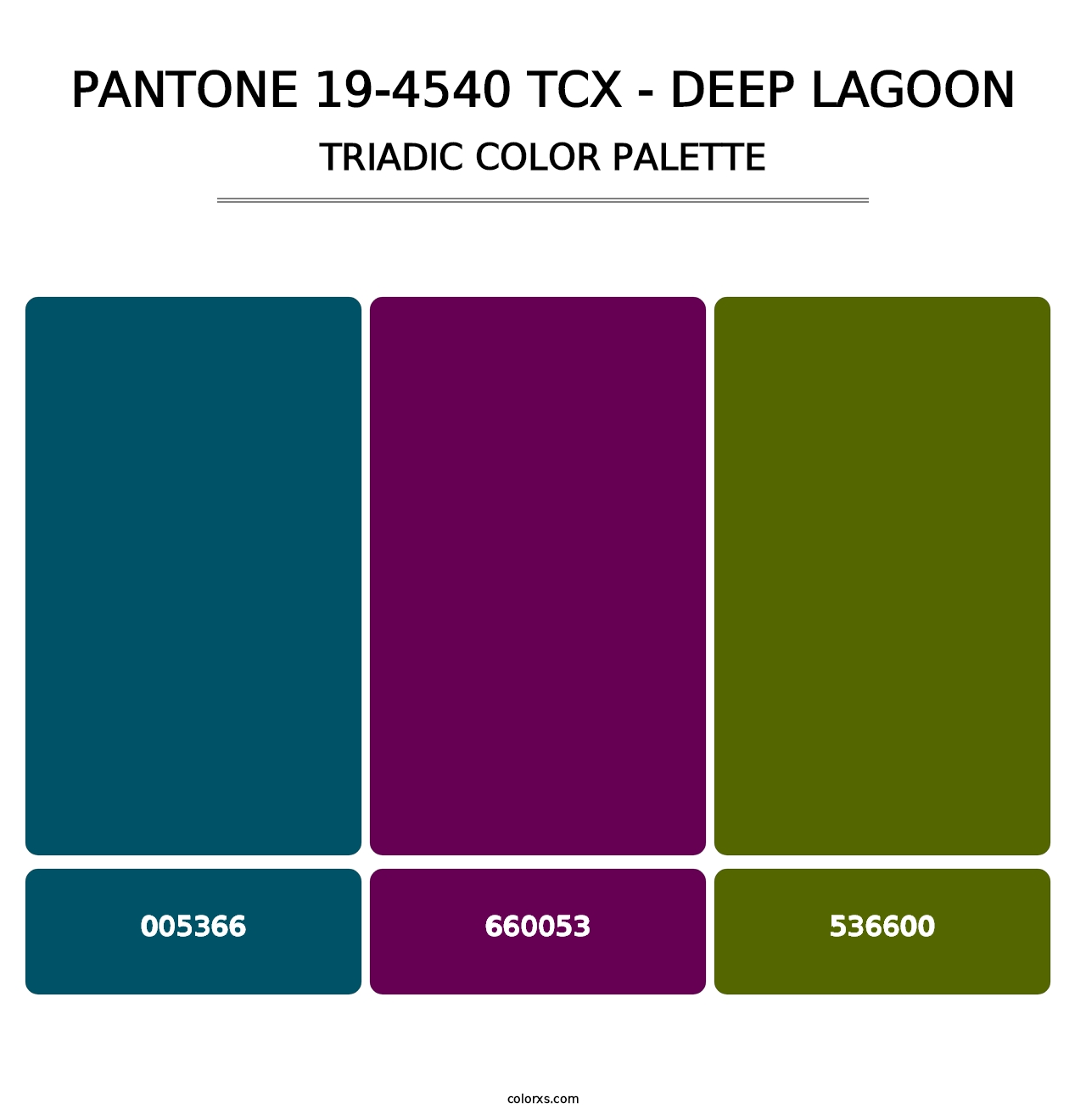 PANTONE 19-4540 TCX - Deep Lagoon - Triadic Color Palette