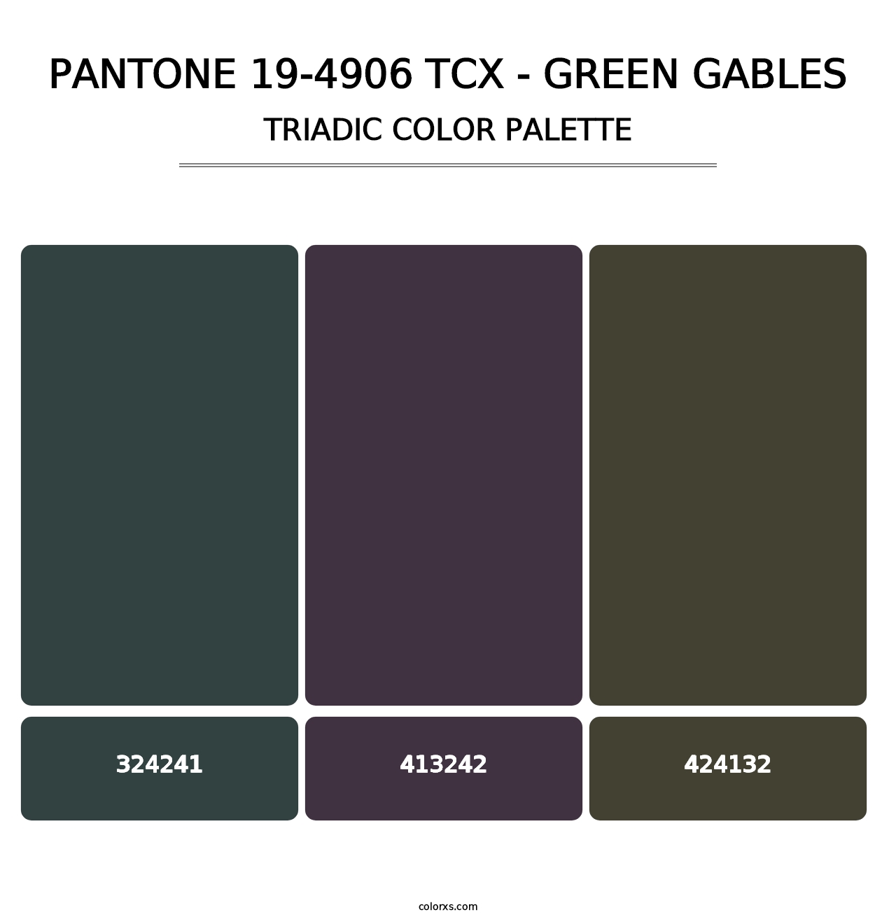 PANTONE 19-4906 TCX - Green Gables - Triadic Color Palette