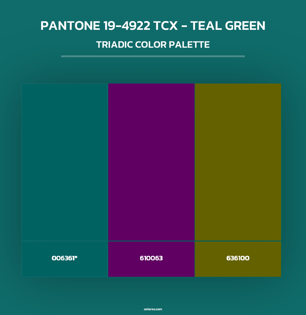 PANTONE 19-4922 TCX - Teal Green - Triadic Color Palette