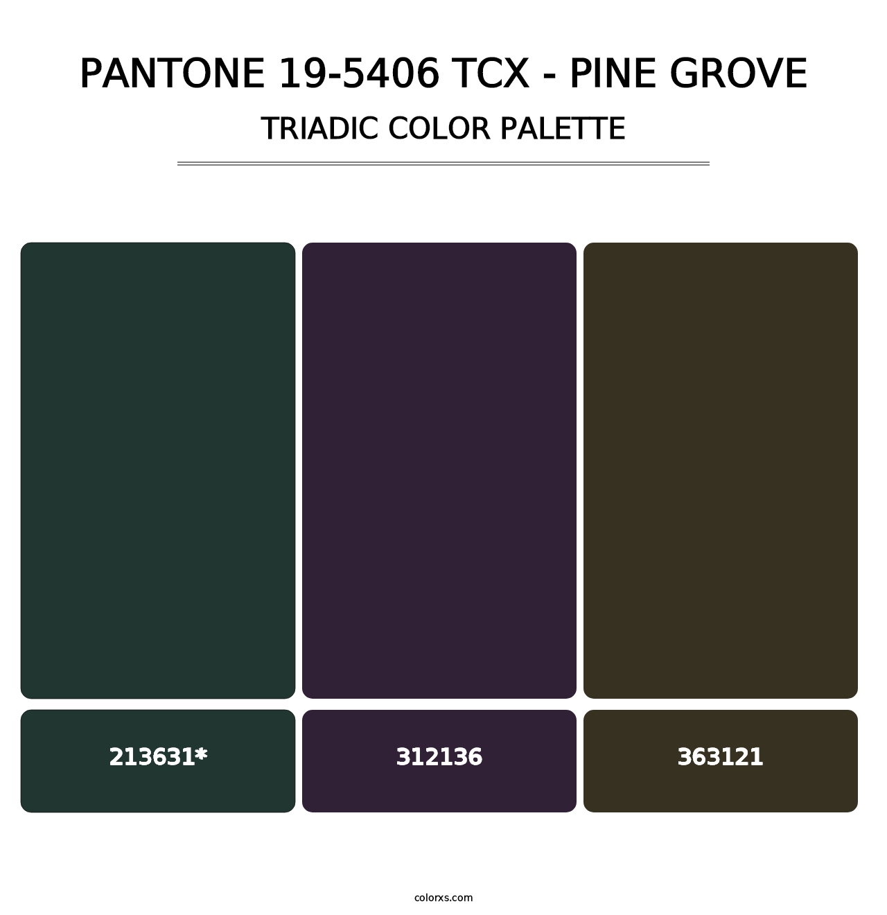 PANTONE 19-5406 TCX - Pine Grove - Triadic Color Palette