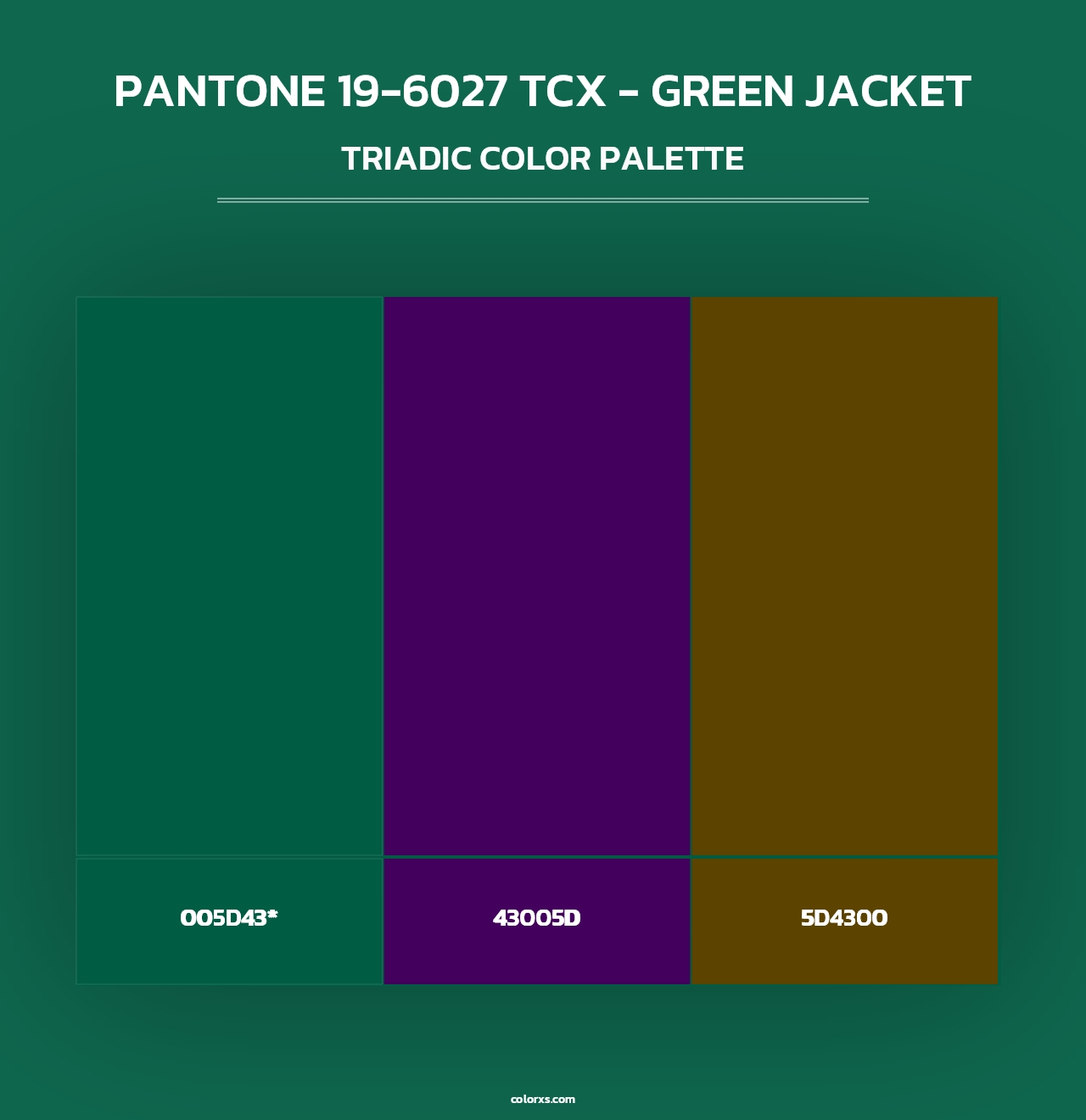 PANTONE 19-6027 TCX - Green Jacket - Triadic Color Palette