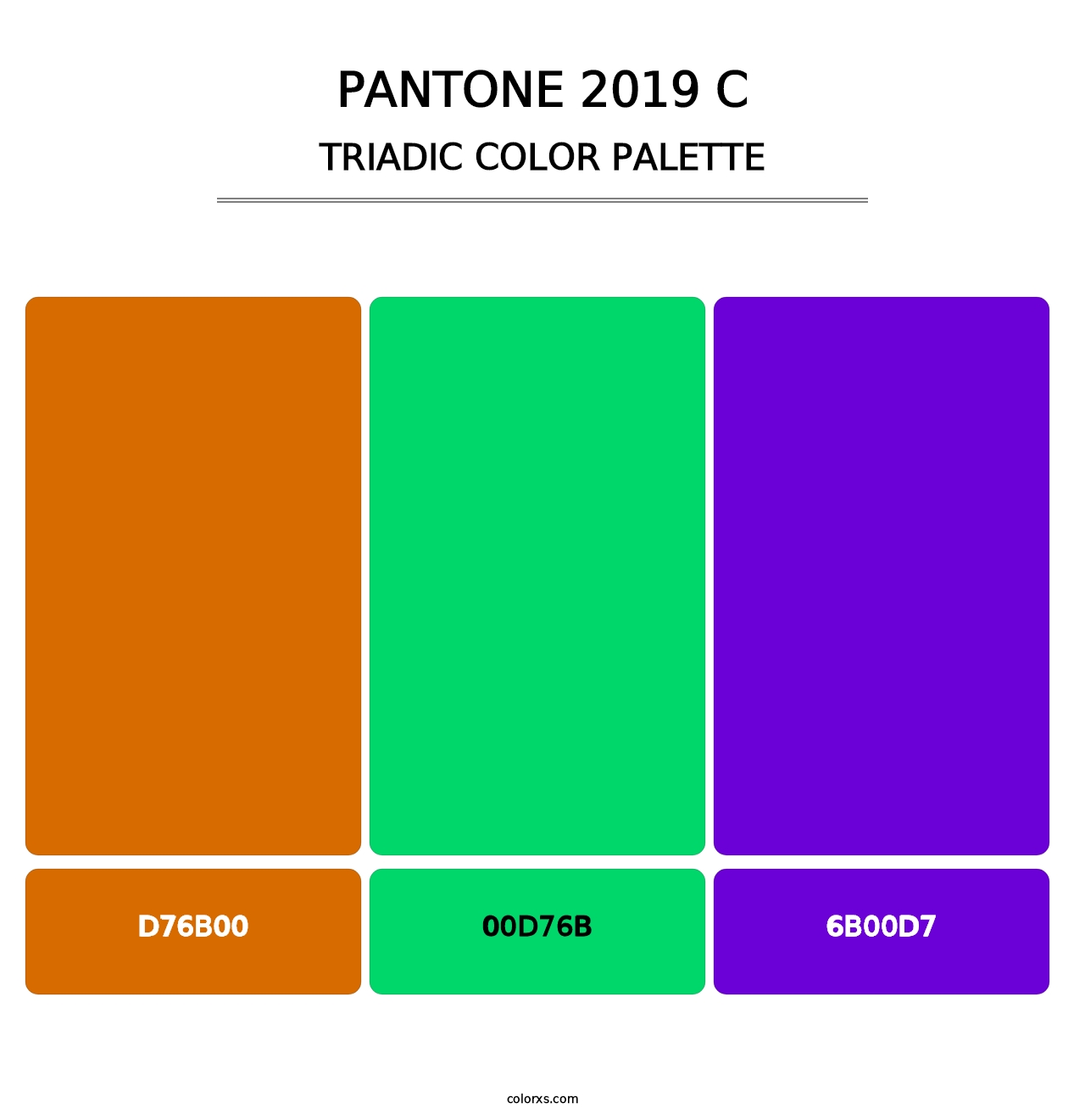 PANTONE 2019 C - Triadic Color Palette