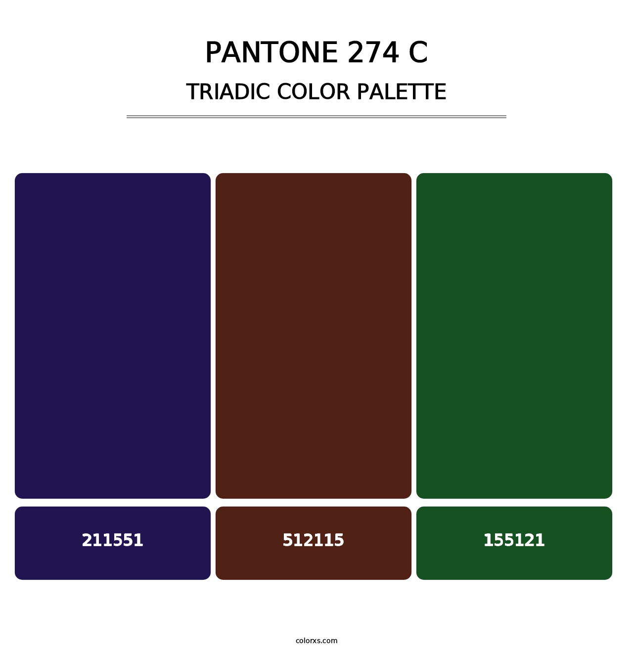PANTONE 274 C - Triadic Color Palette
