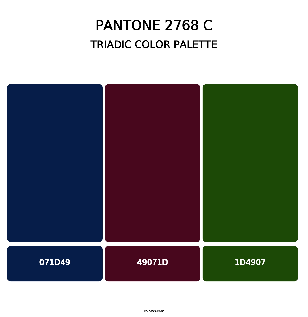 PANTONE 2768 C - Triadic Color Palette