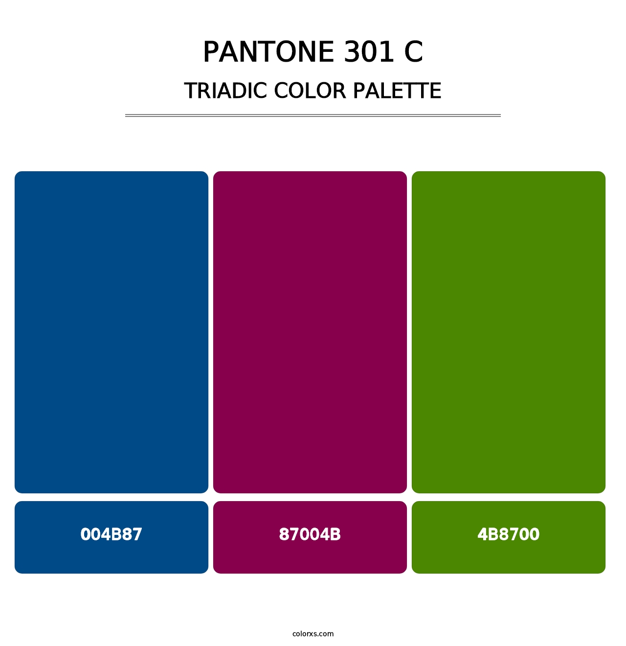 PANTONE 301 C - Triadic Color Palette