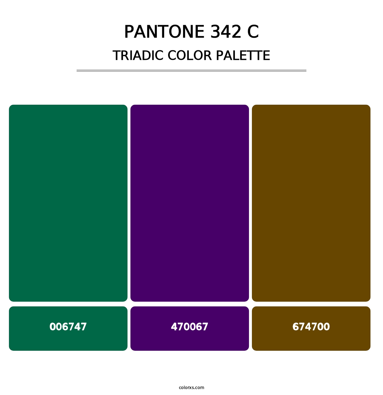 PANTONE 342 C - Triadic Color Palette
