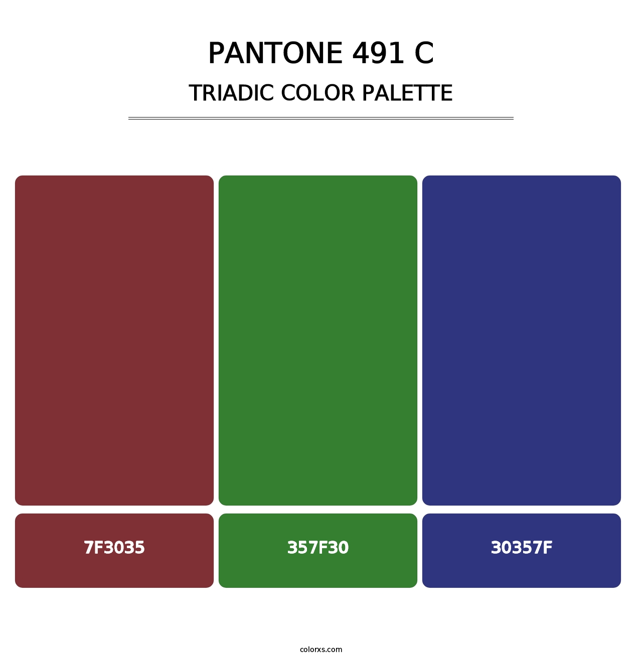 PANTONE 491 C - Triadic Color Palette