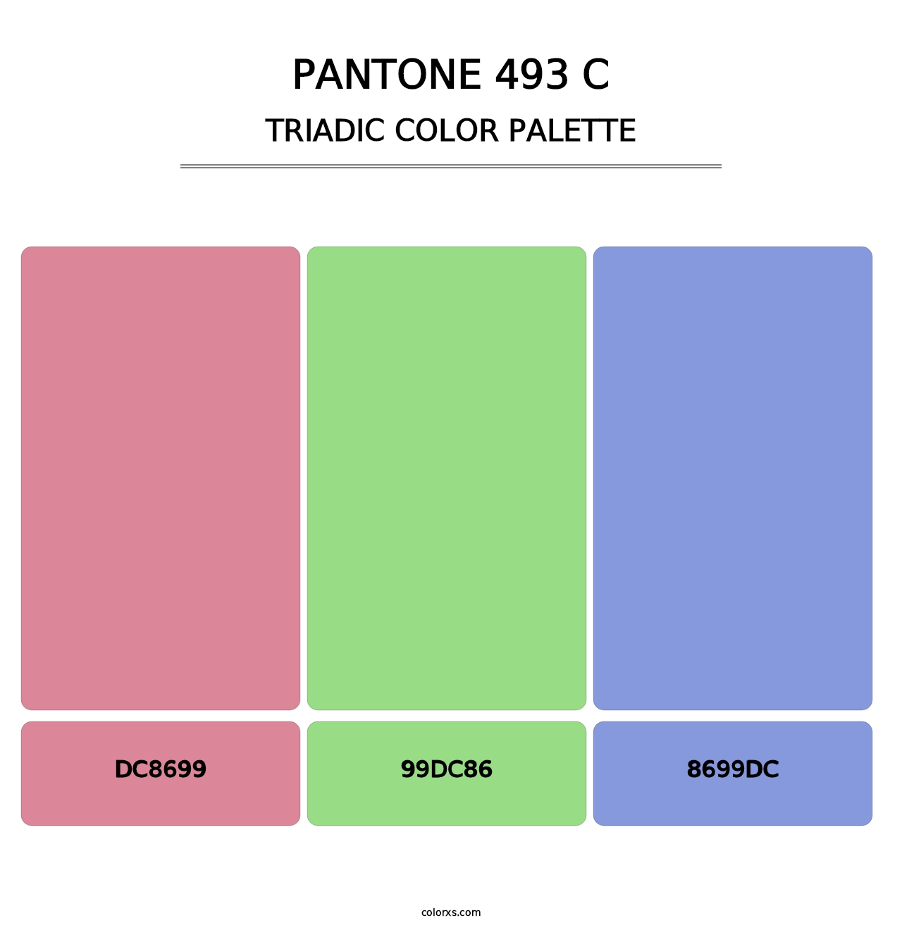 PANTONE 493 C - Triadic Color Palette