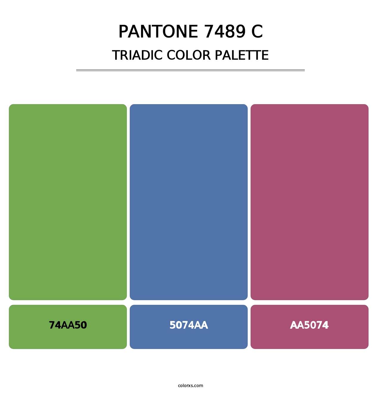 PANTONE 7489 C - Triadic Color Palette
