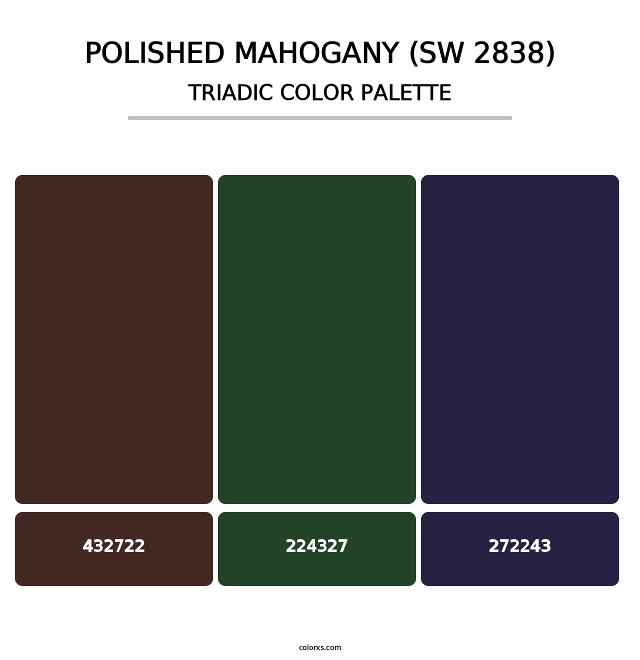 Polished Mahogany (SW 2838) - Triadic Color Palette