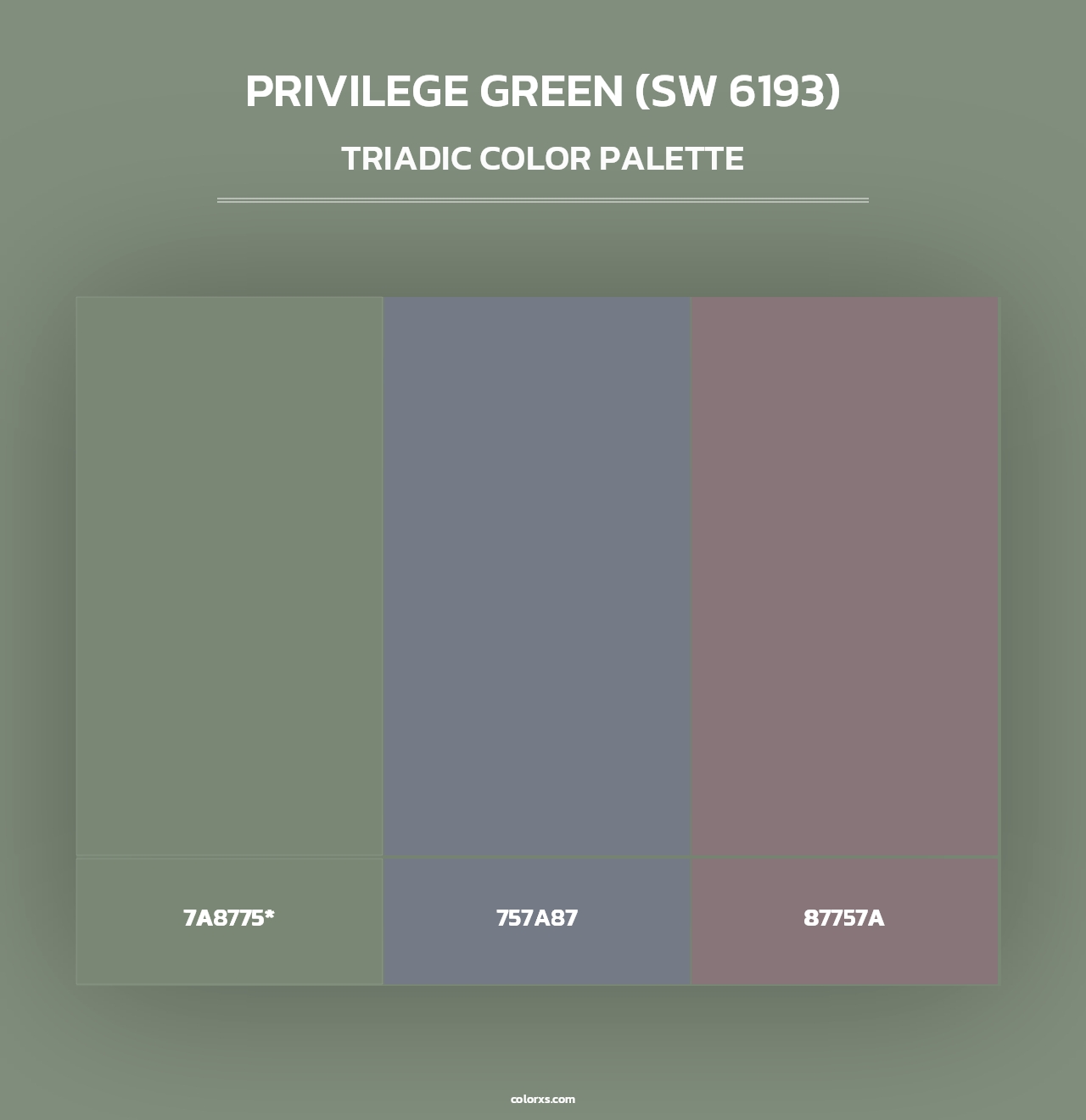 Privilege Green (SW 6193) - Triadic Color Palette